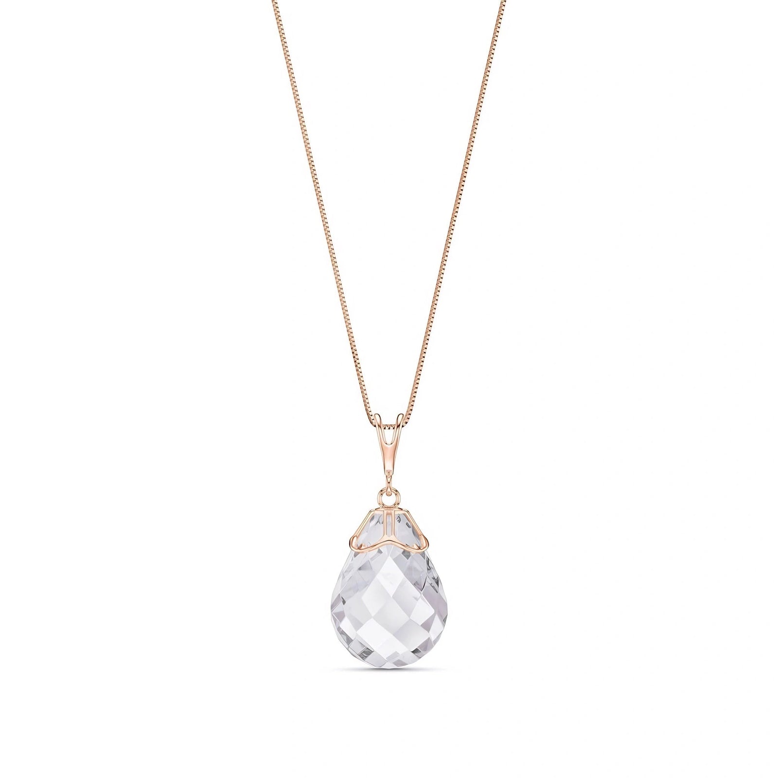 Rose Gold Belle Necklace White Topaz 10K — Fioretta