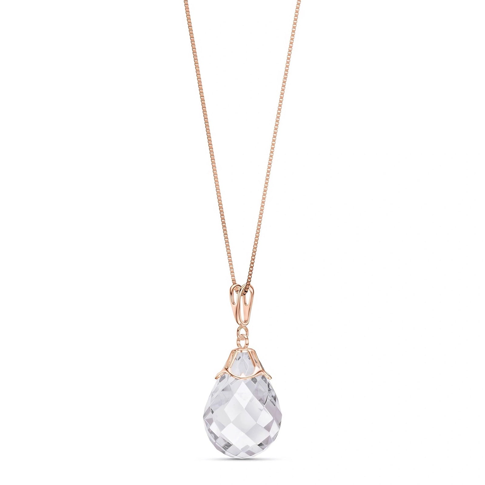 Rose Gold Belle Necklace White Topaz 10K — Fioretta