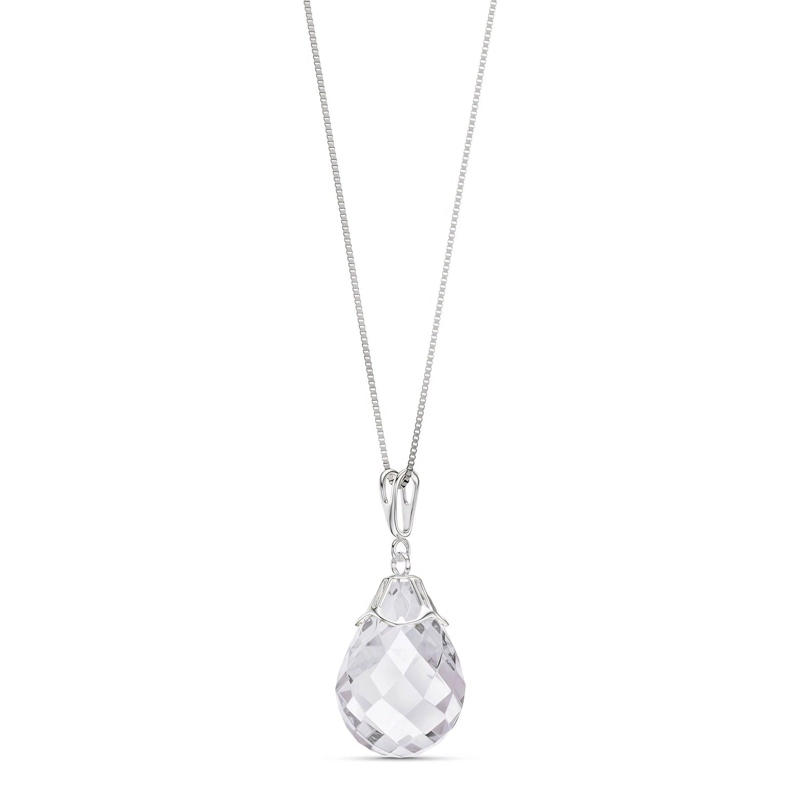 White Gold Belle Necklace White Topaz 10K — Fioretta