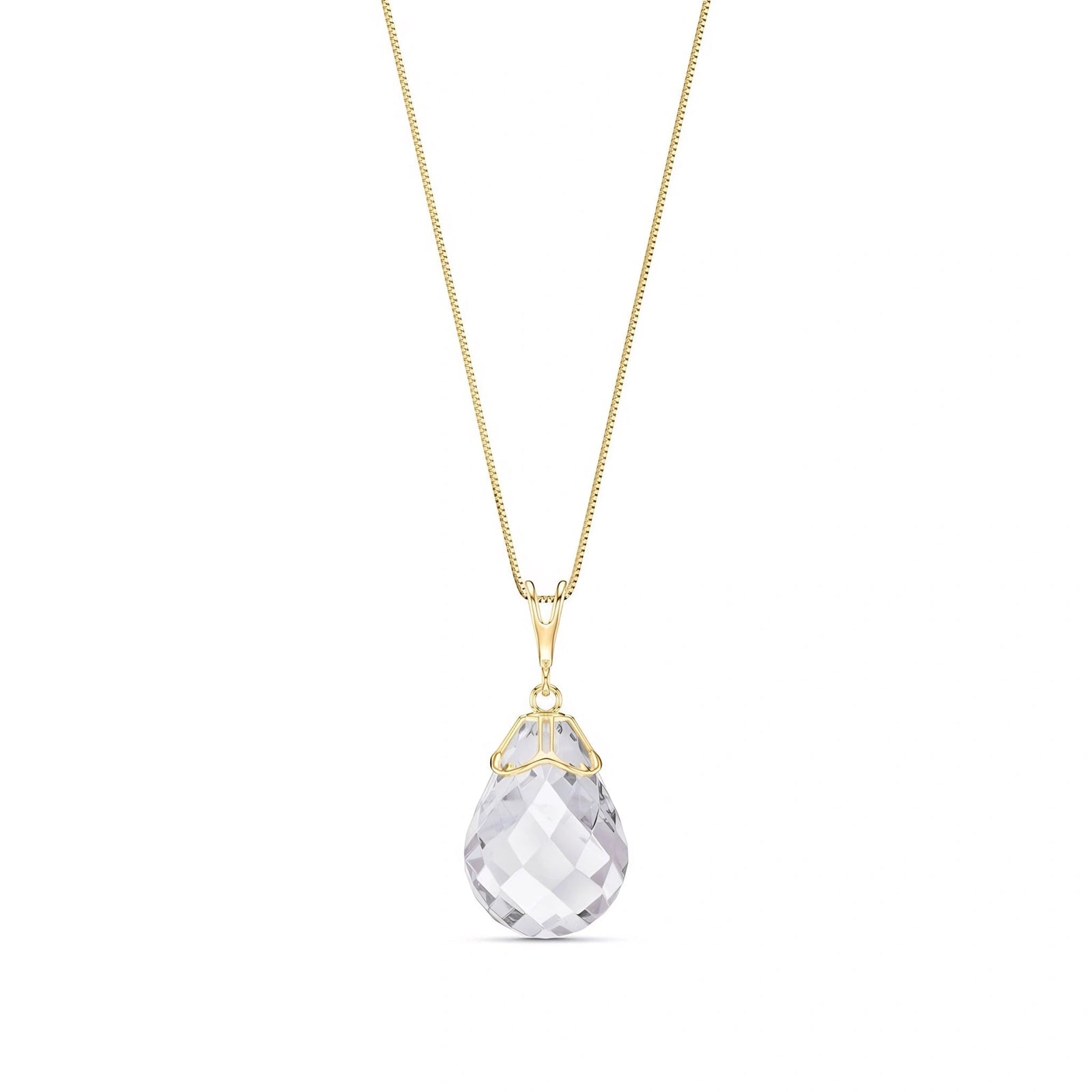 Yellow Gold Belle Necklace White Topaz 10K — Fioretta