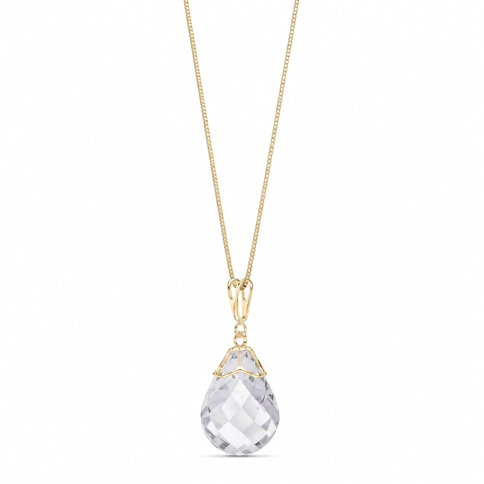 Yellow Gold Belle Necklace White Topaz 10K — Fioretta