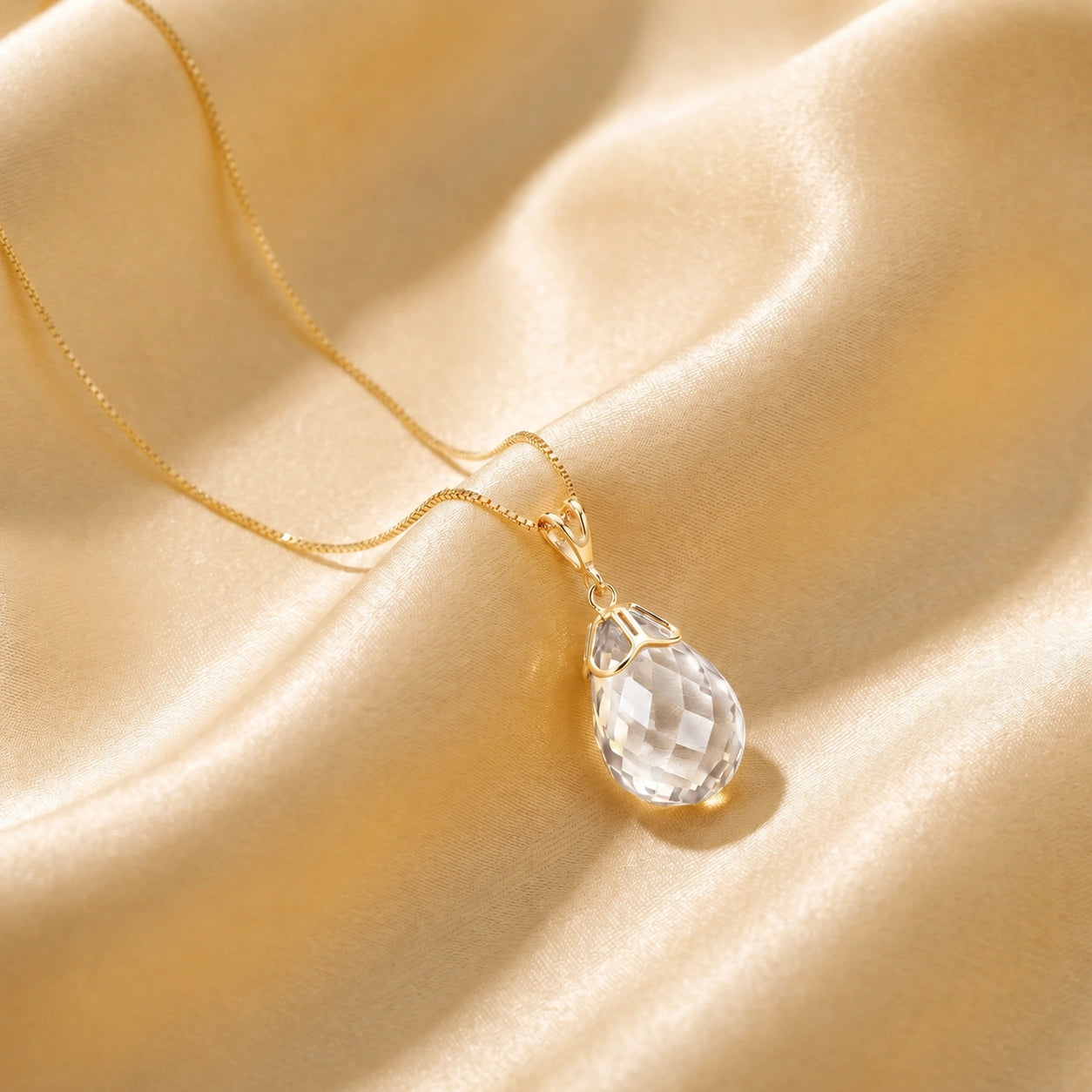Yellow Gold Belle Necklace White Topaz 10K — Fioretta