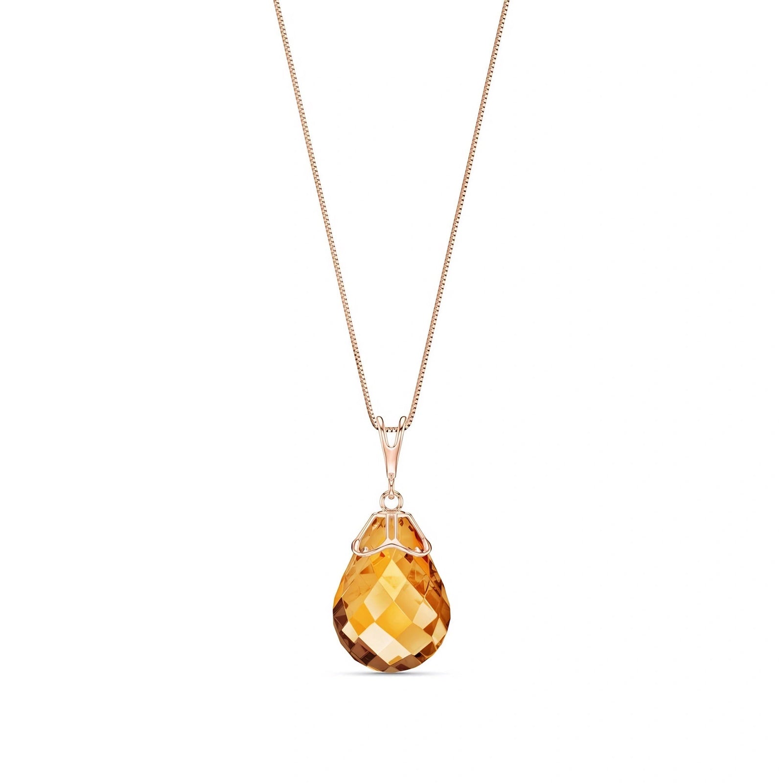 Rose Gold Belle Necklace Citrine 10K — Fioretta