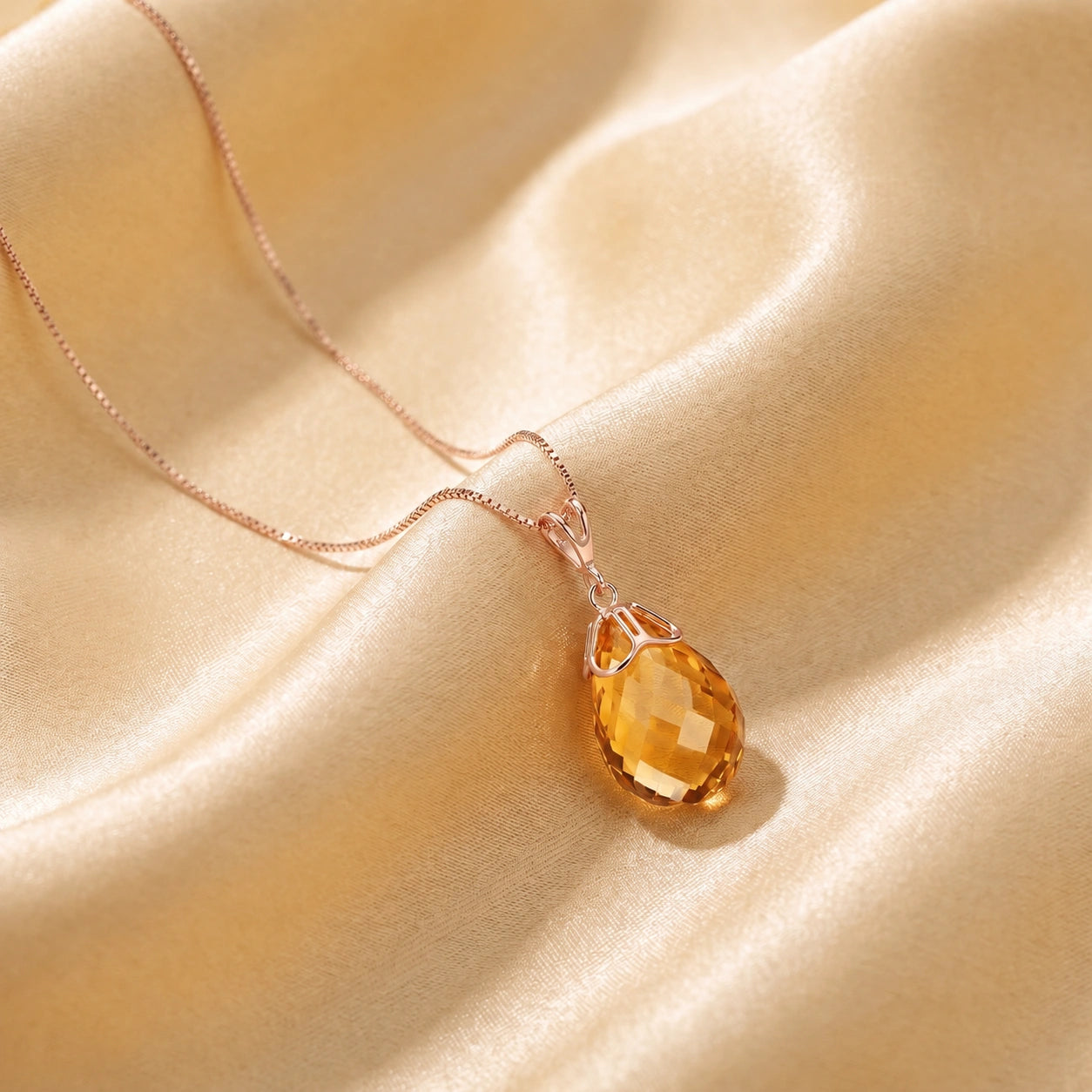 Rose Gold Belle Necklace Citrine 10K — Fioretta