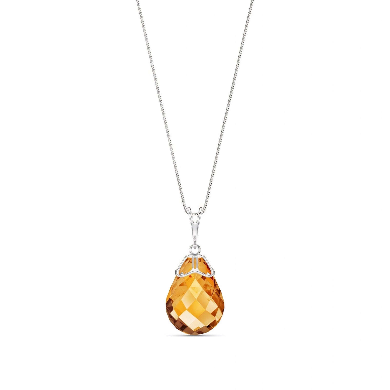 White Gold Belle Necklace Citrine 10K — Fioretta