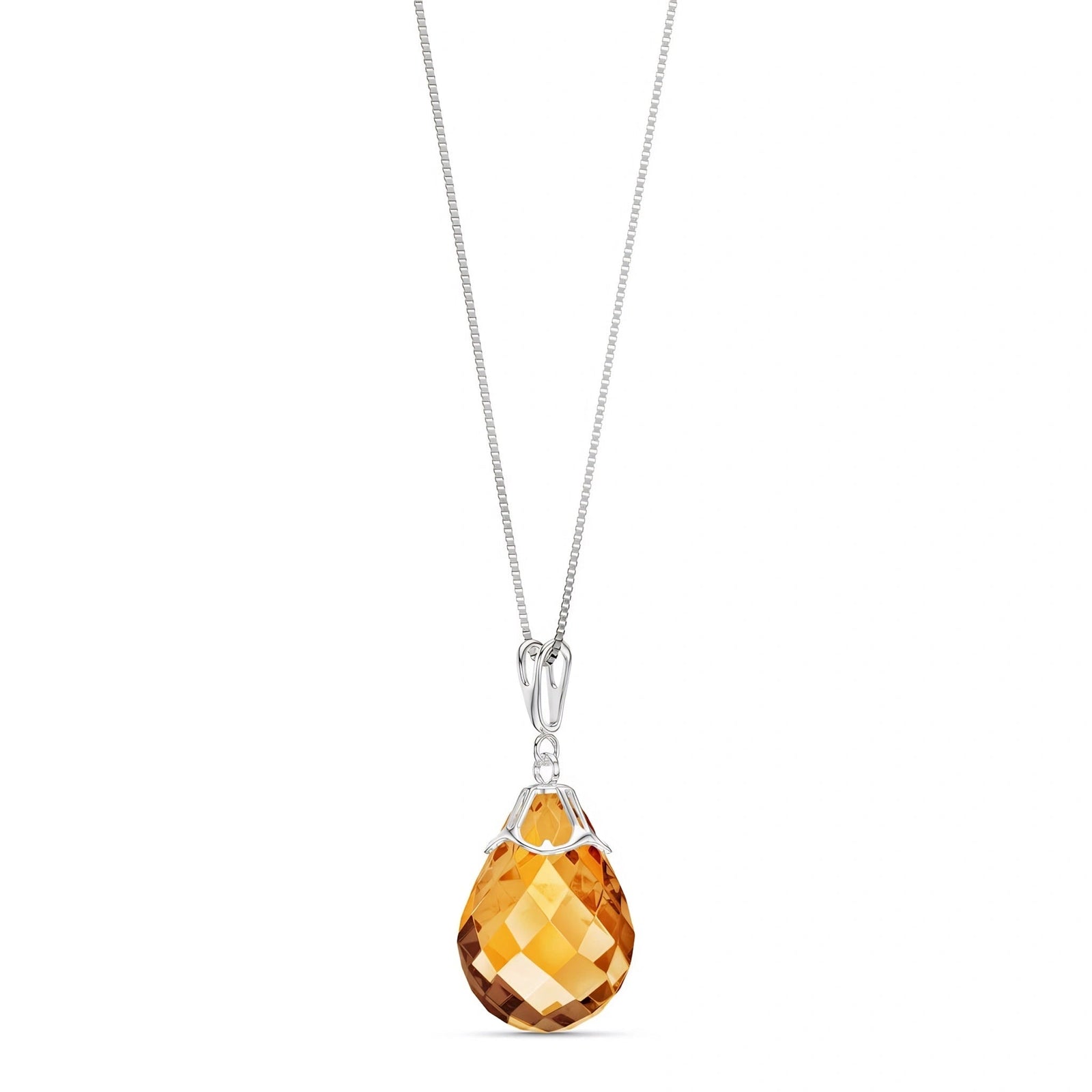 White Gold Belle Necklace Citrine 10K — Fioretta