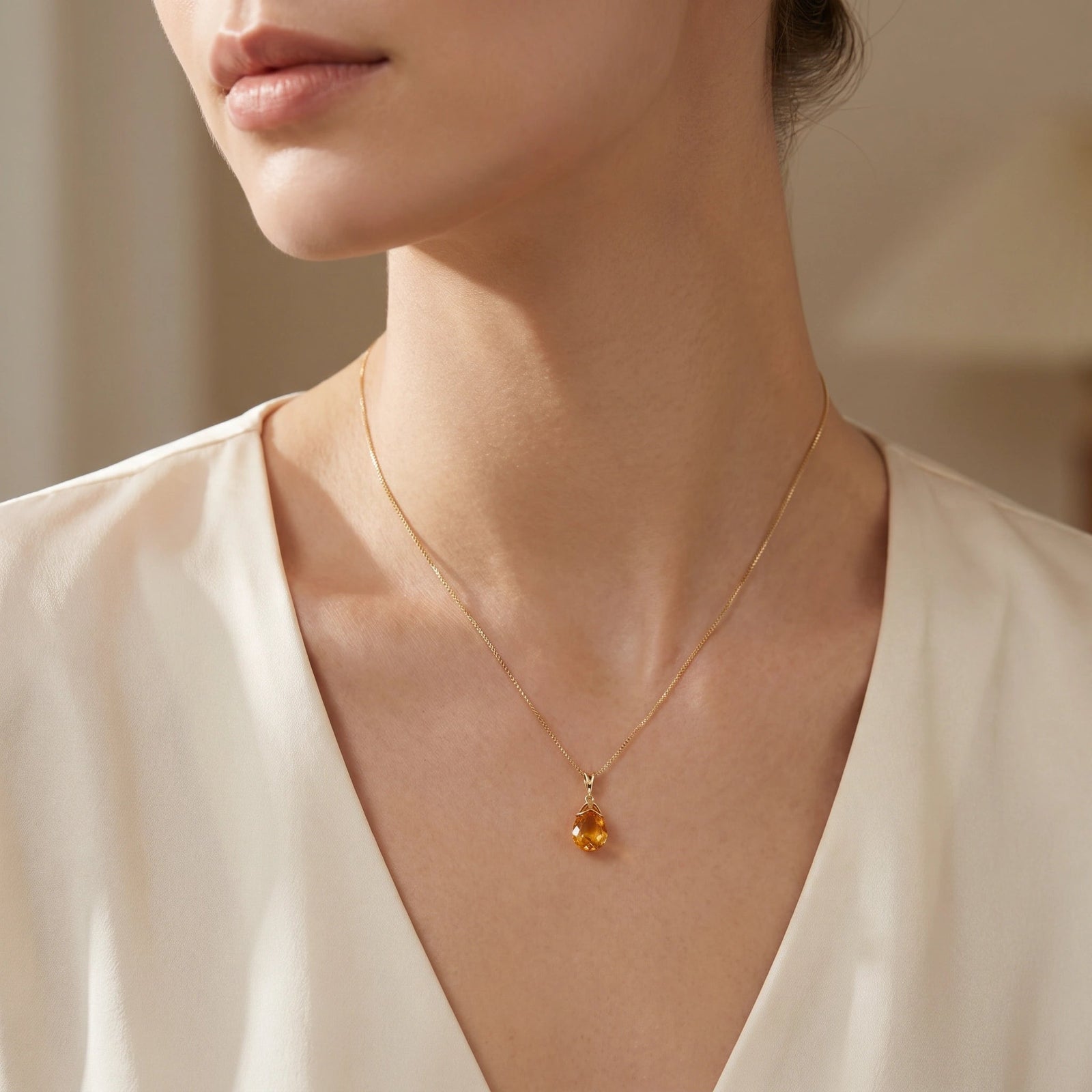 Yellow Gold Belle Necklace Citrine 10K — Fioretta
