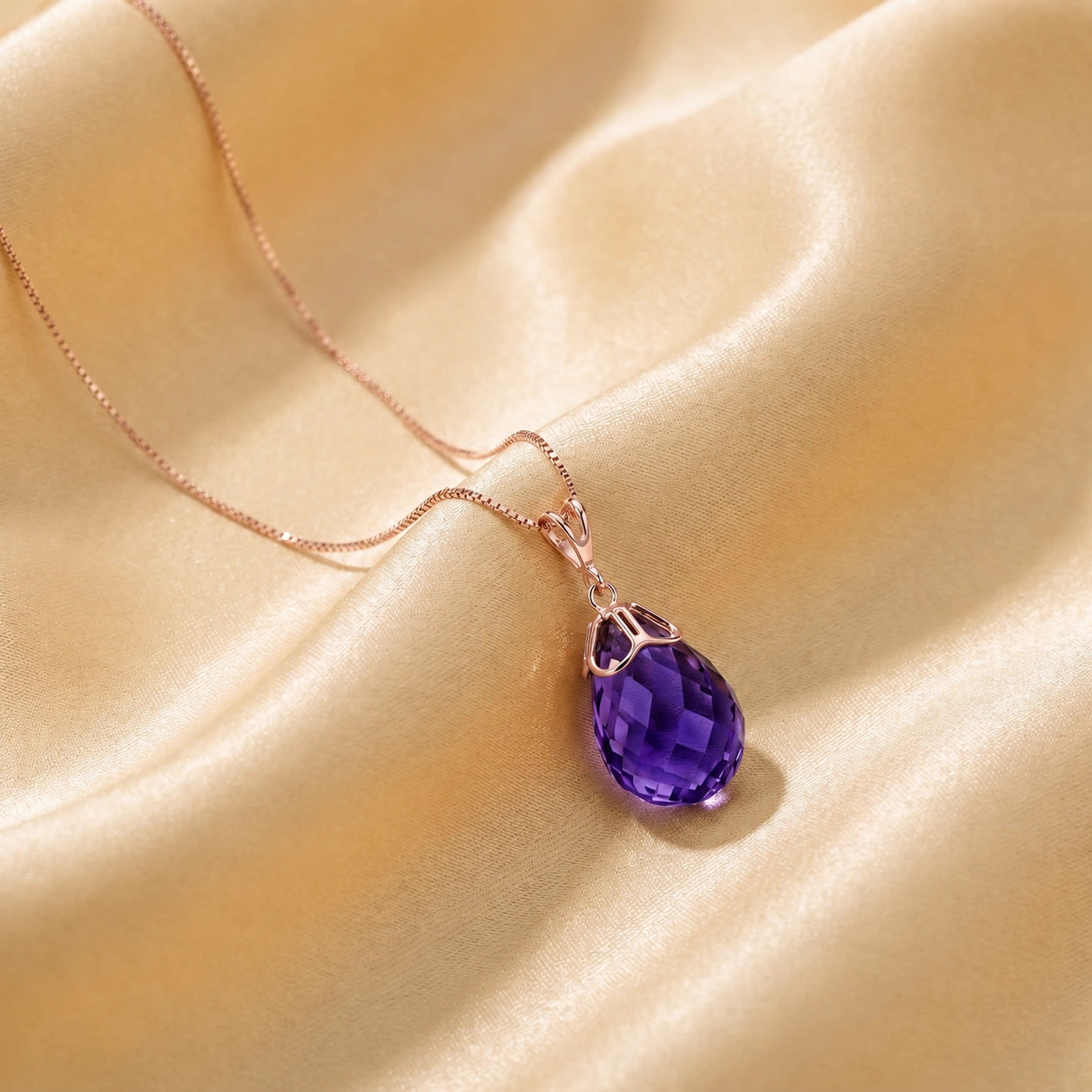 Rose Gold Belle Necklace Amethyst 10K — Fioretta
