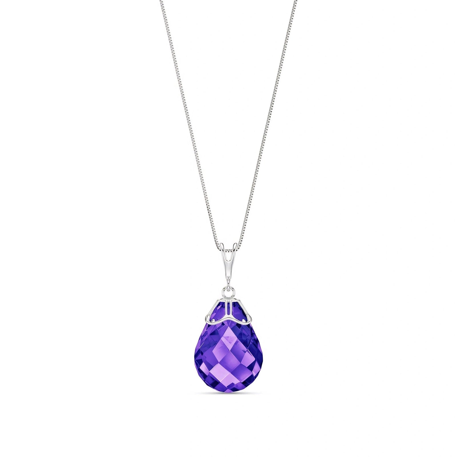 White Gold Belle Necklace Amethyst 10K — Fioretta