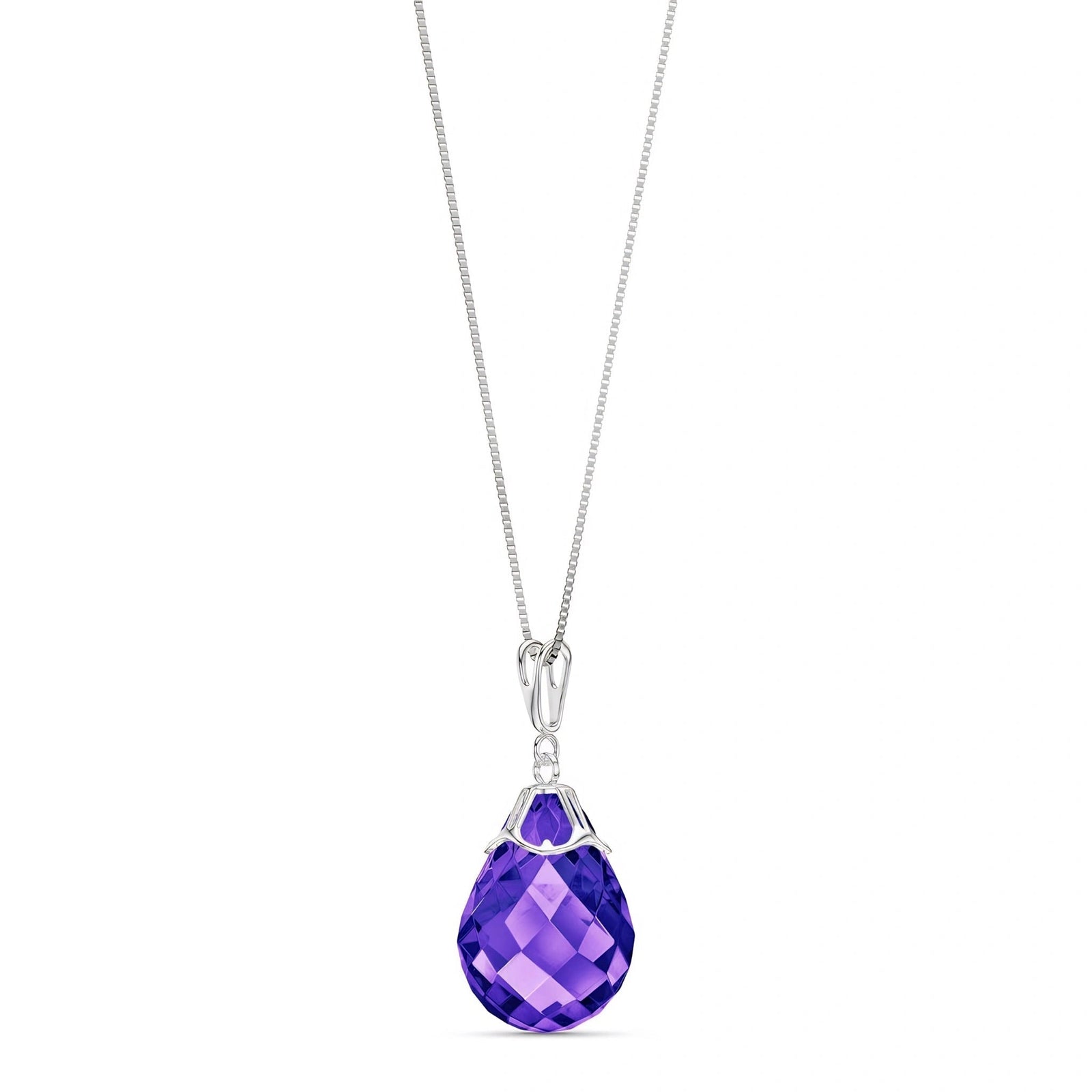 White Gold Belle Necklace Amethyst 10K — Fioretta
