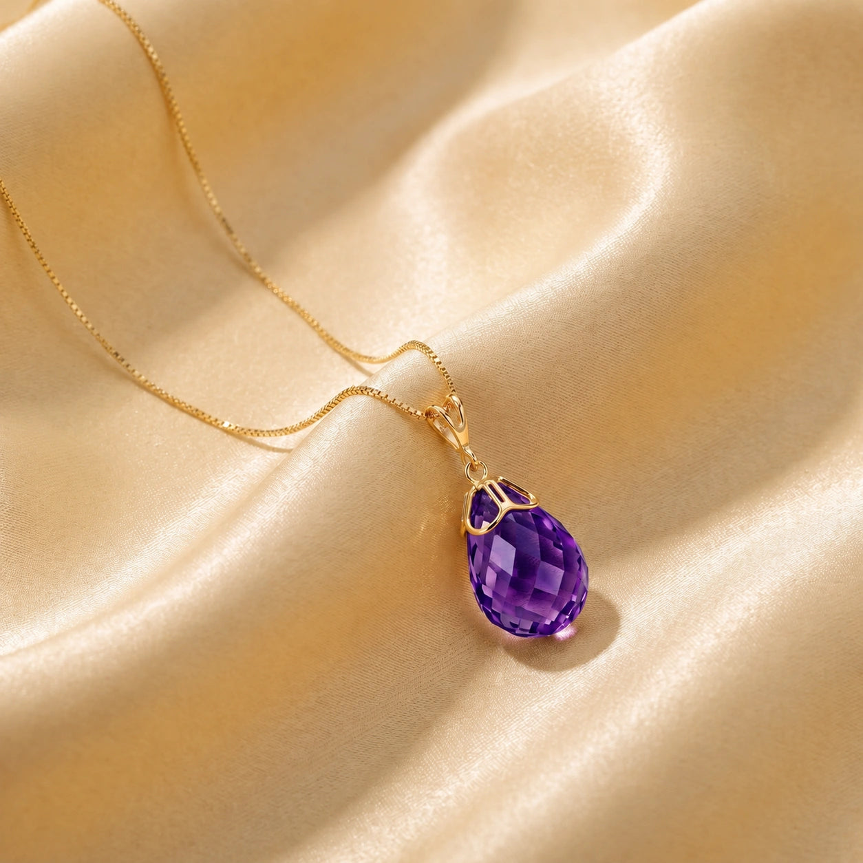 Yellow Gold Belle Necklace Amethyst 10K — Fioretta