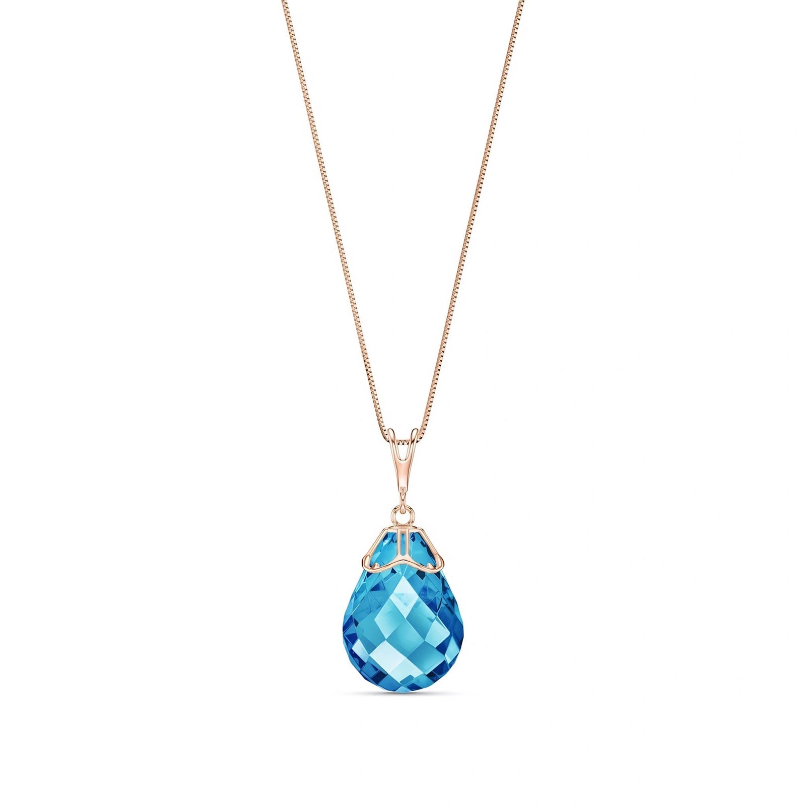 Rose Gold Belle Necklace Blue Topaz 10K — Fioretta