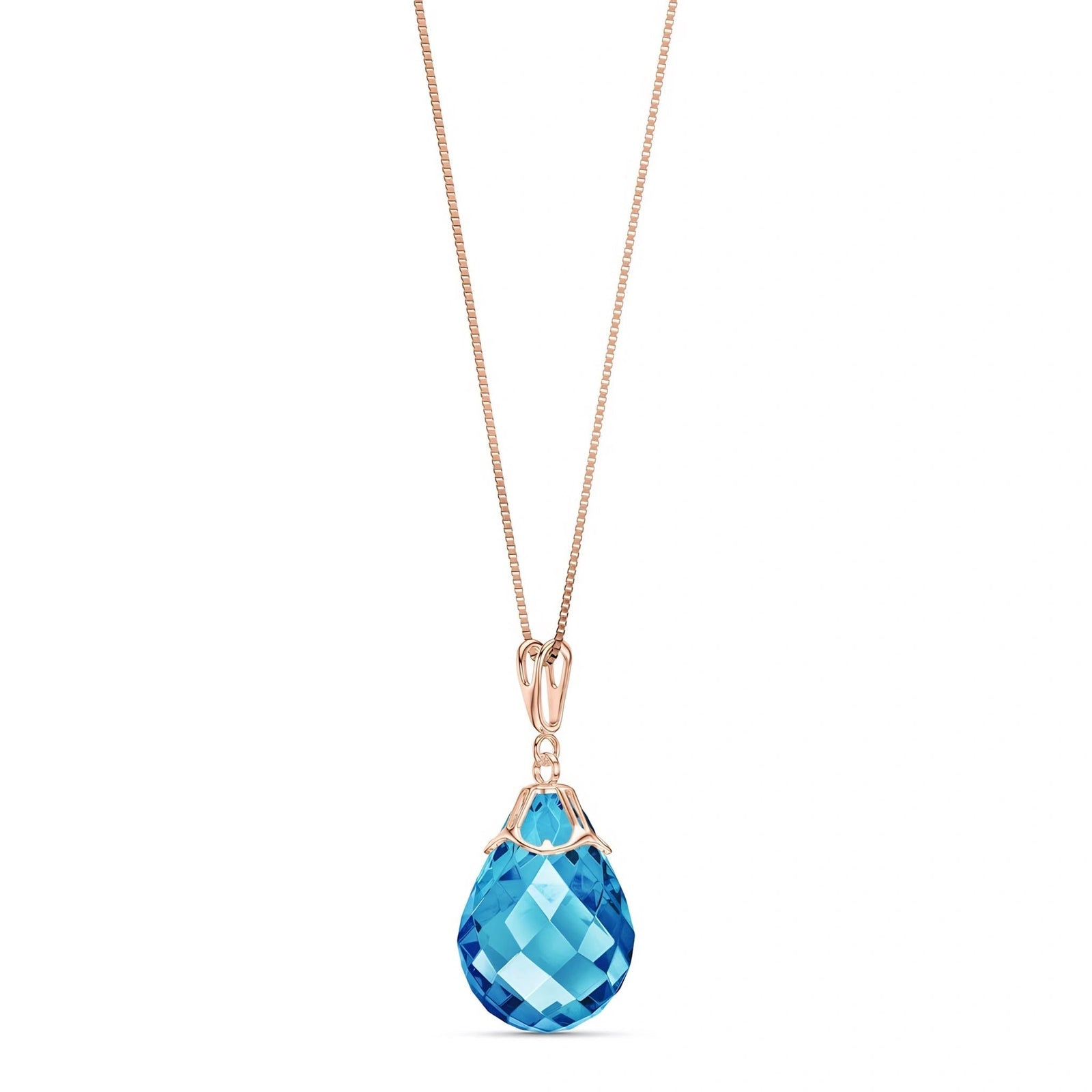 Rose Gold Belle Necklace Blue Topaz 10K — Fioretta
