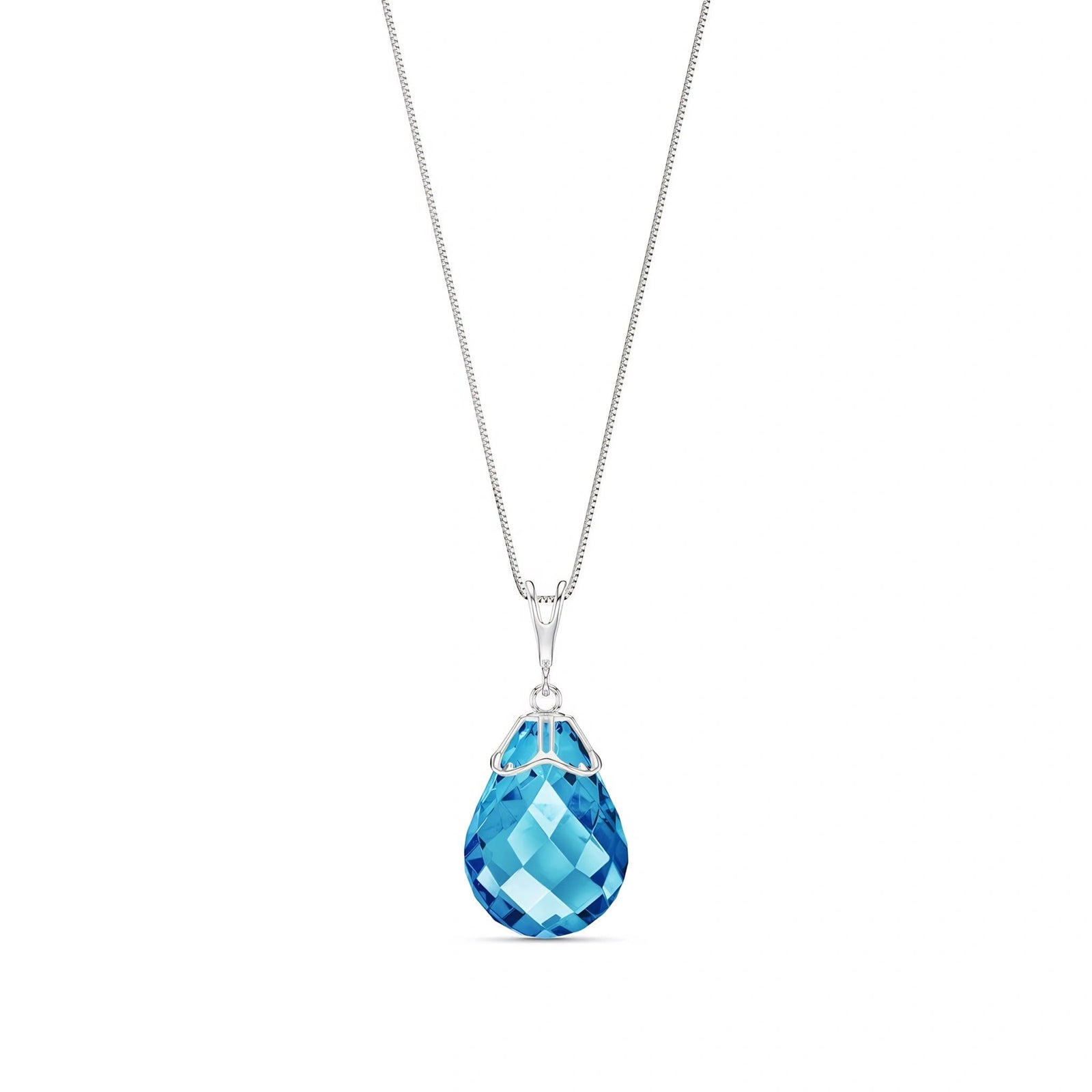 White Gold Belle Necklace Blue Topaz 10K — Fioretta