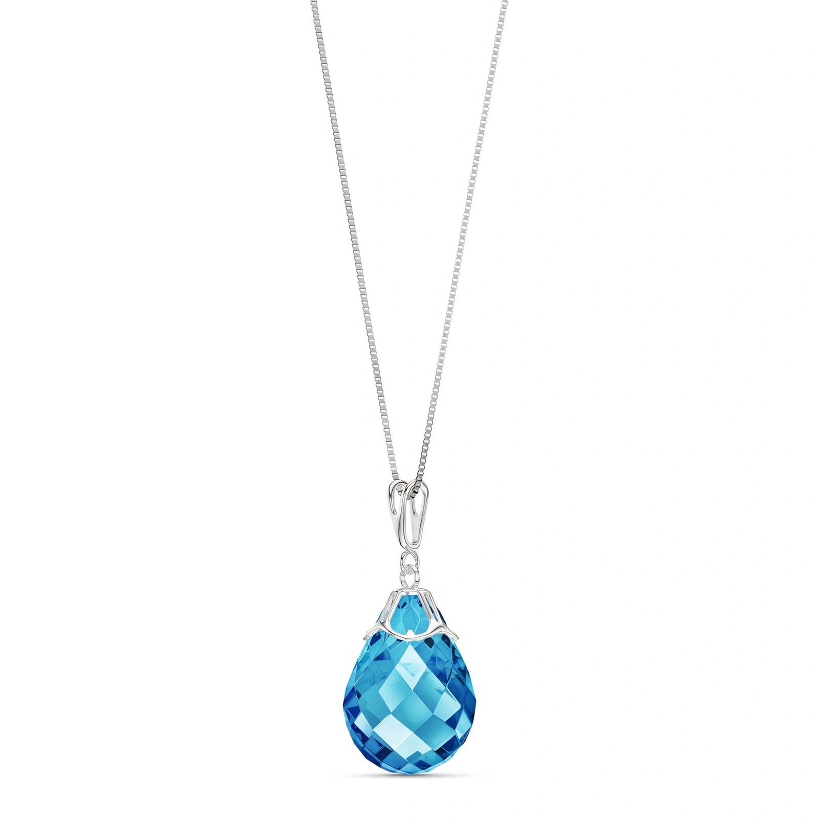 White Gold Belle Necklace Blue Topaz 10K — Fioretta