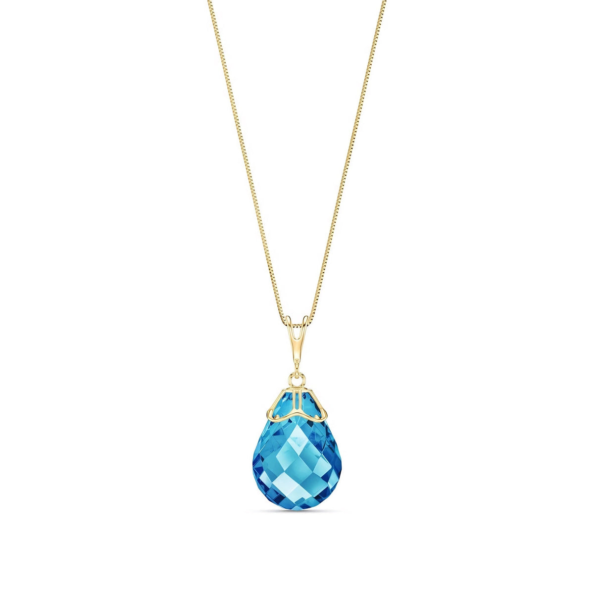 Yellow Gold Belle Necklace Blue Topaz 10K — Fioretta