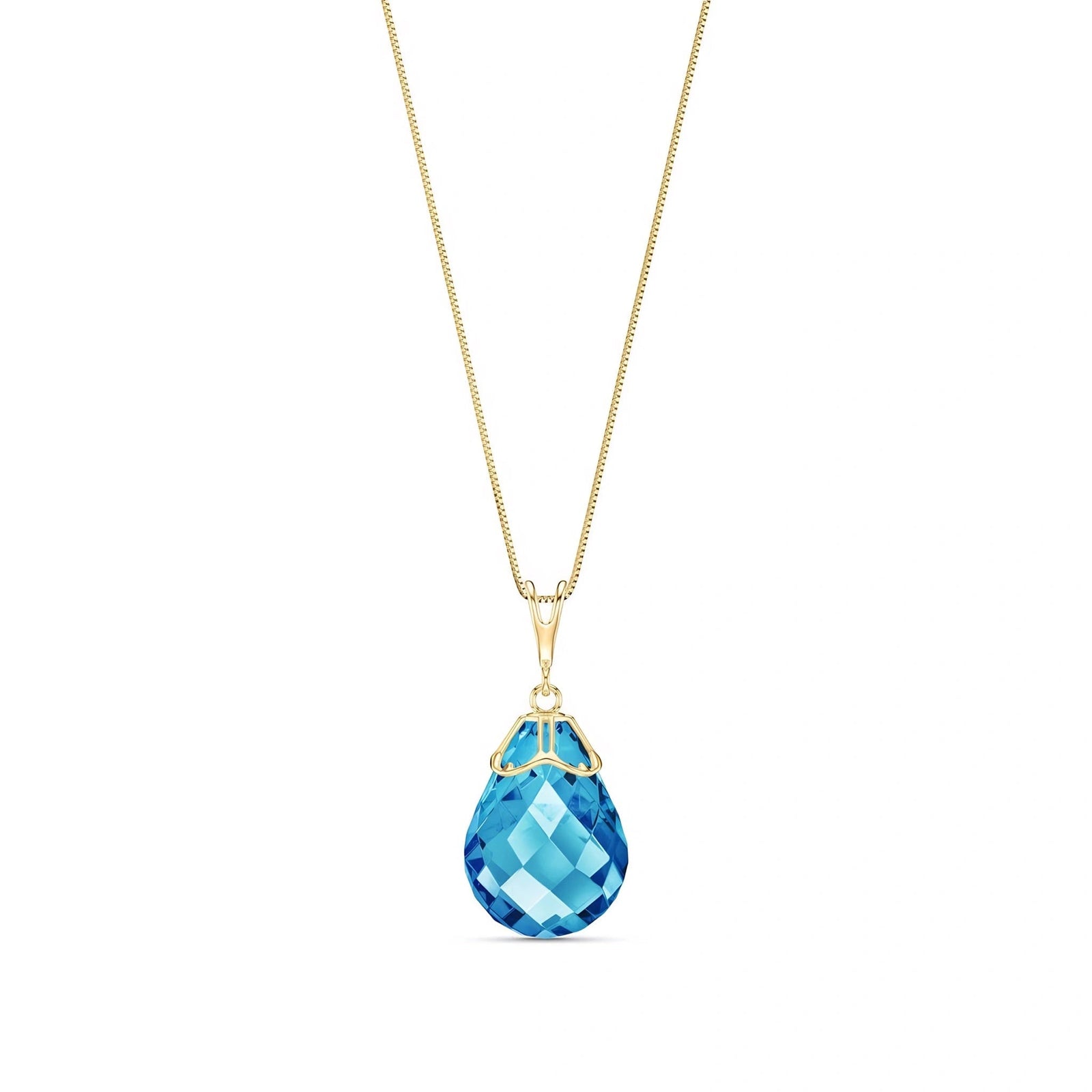 Yellow Gold Belle Necklace Blue Topaz 10K — Fioretta