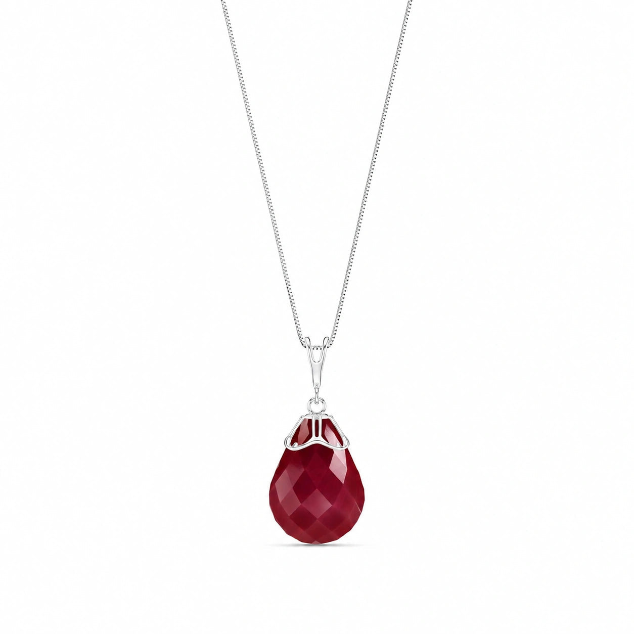 White Gold Belle Necklace Ruby 10K — Fioretta