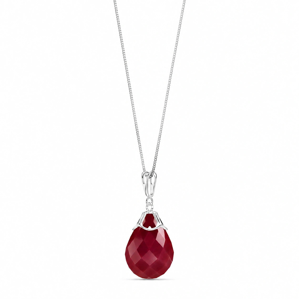 White Gold Belle Necklace Ruby 10K — Fioretta