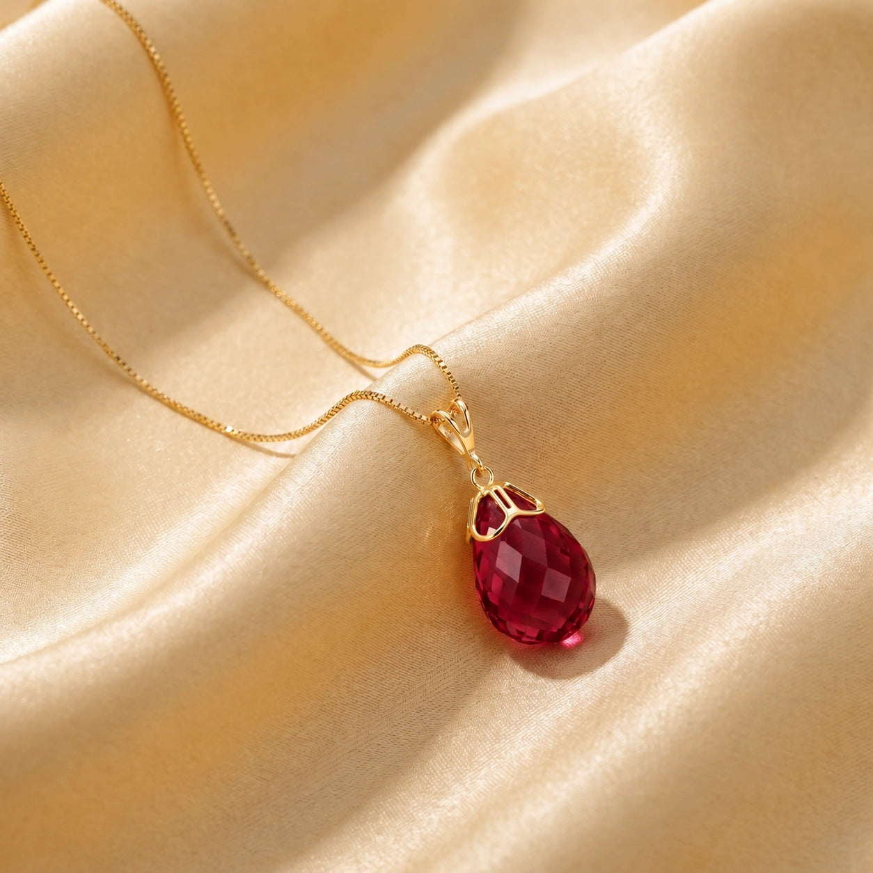 Yellow Gold Belle Necklace Ruby 10K — Fioretta