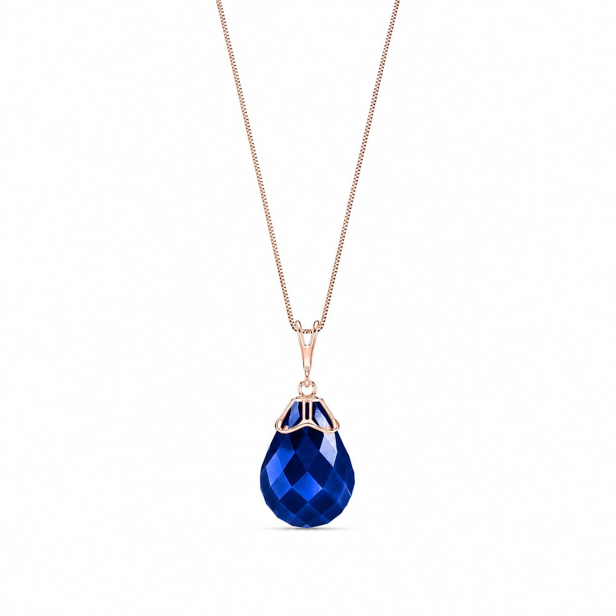 Rose Gold Belle Necklace Sapphire 10K — Fioretta
