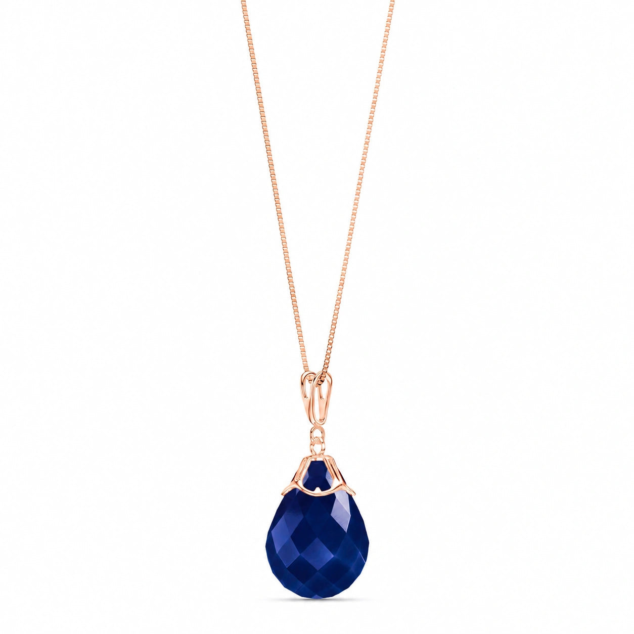 Rose Gold Belle Necklace Sapphire 10K — Fioretta