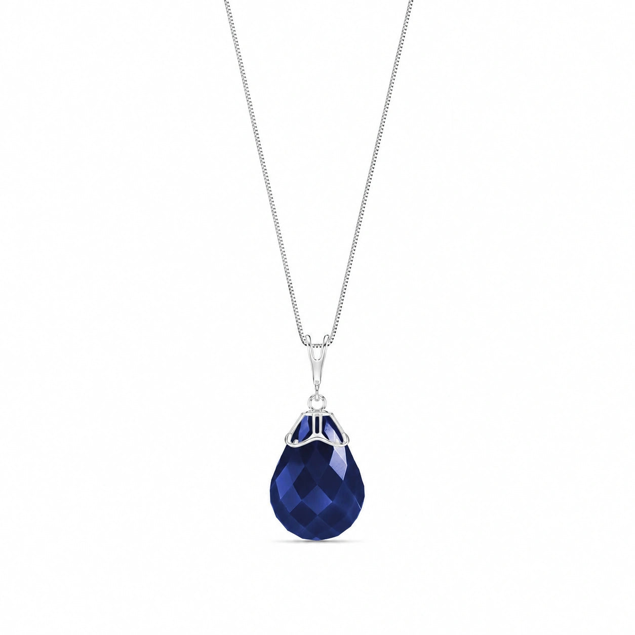 White Gold Belle Necklace Sapphire 10K — Fioretta