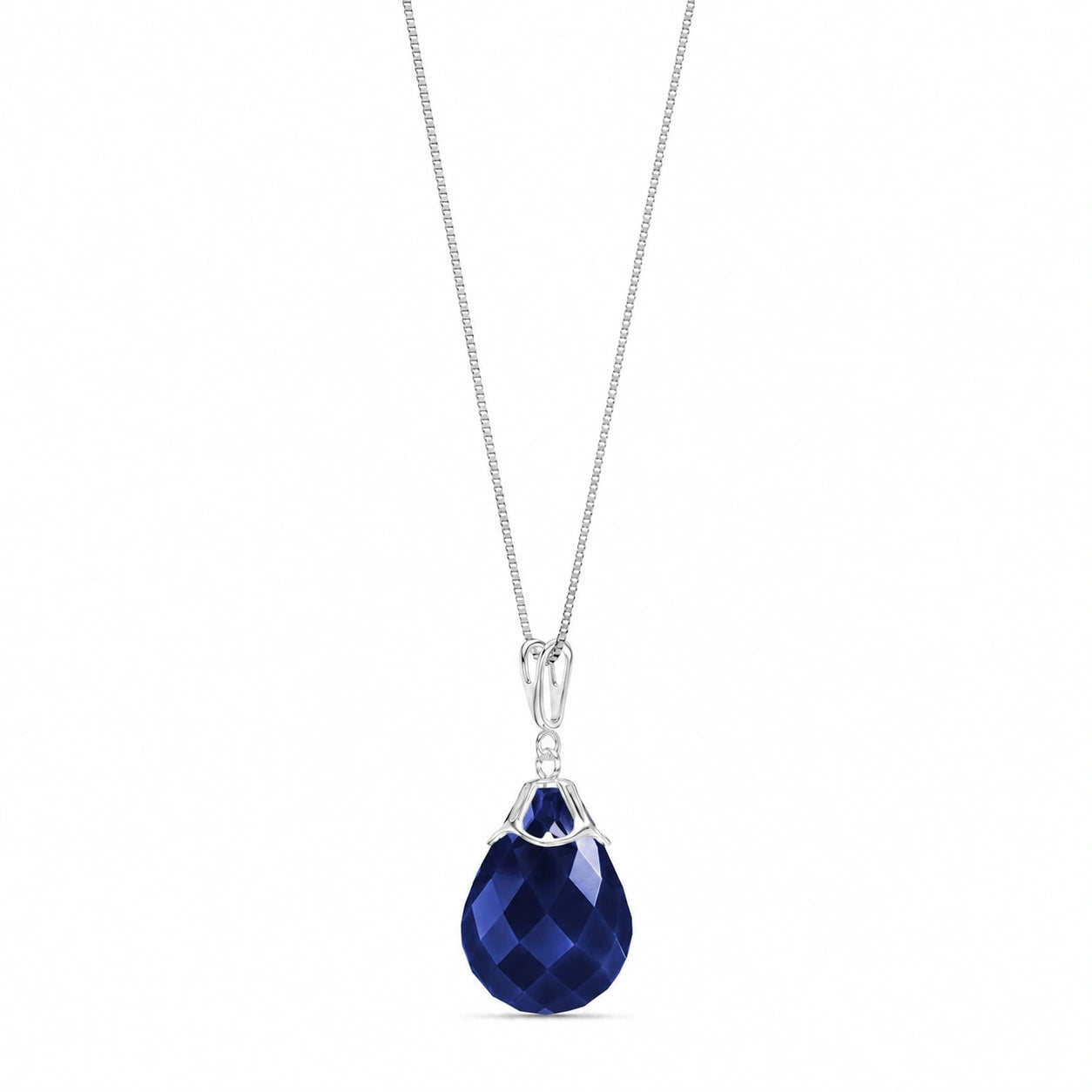 White Gold Belle Necklace Sapphire 10K — Fioretta