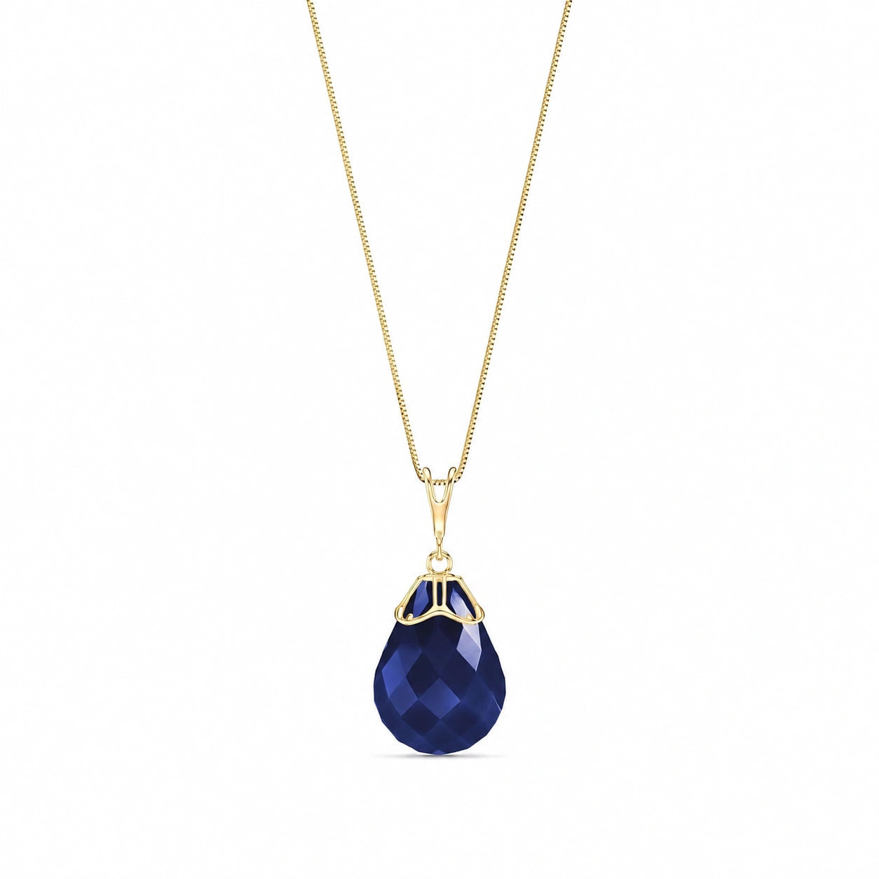 Yellow Gold Belle Necklace Sapphire 10K — Fioretta