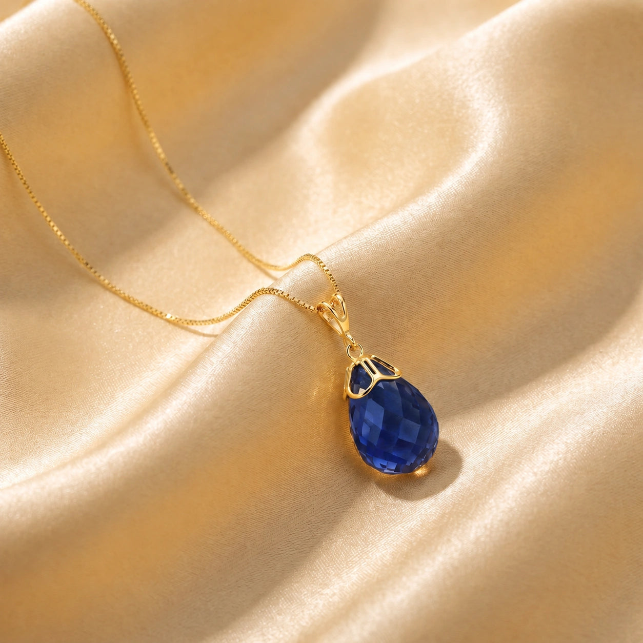 Yellow Gold Belle Necklace Sapphire 10K — Fioretta