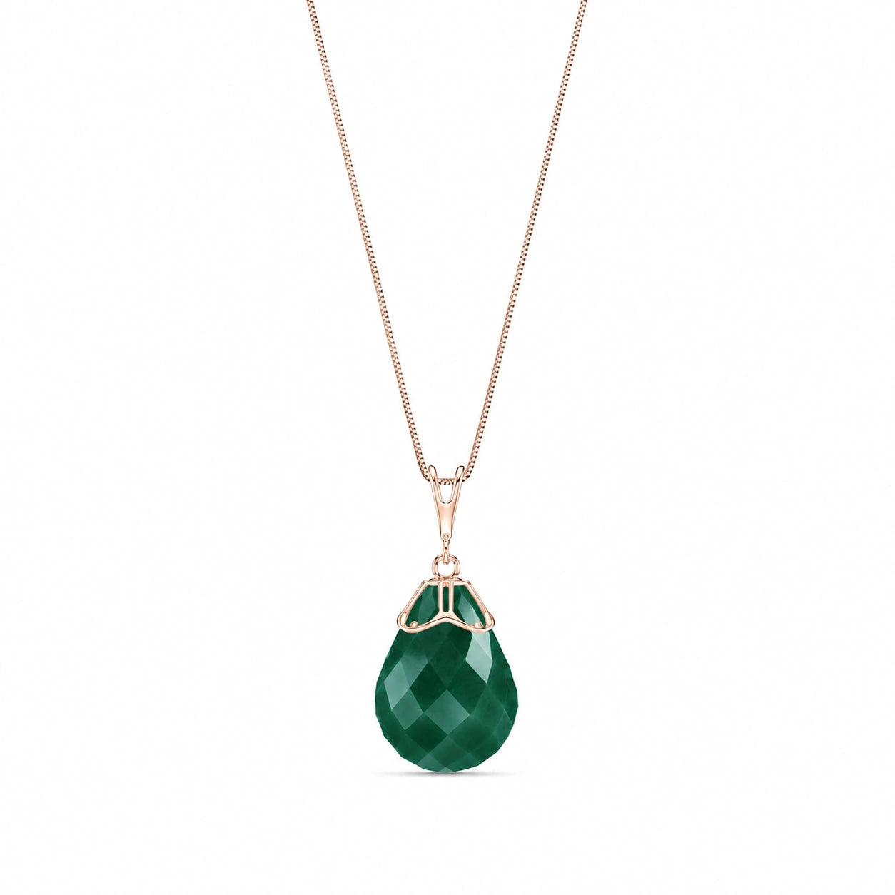 Rose Gold Belle Necklace Emerald 10K — Fioretta