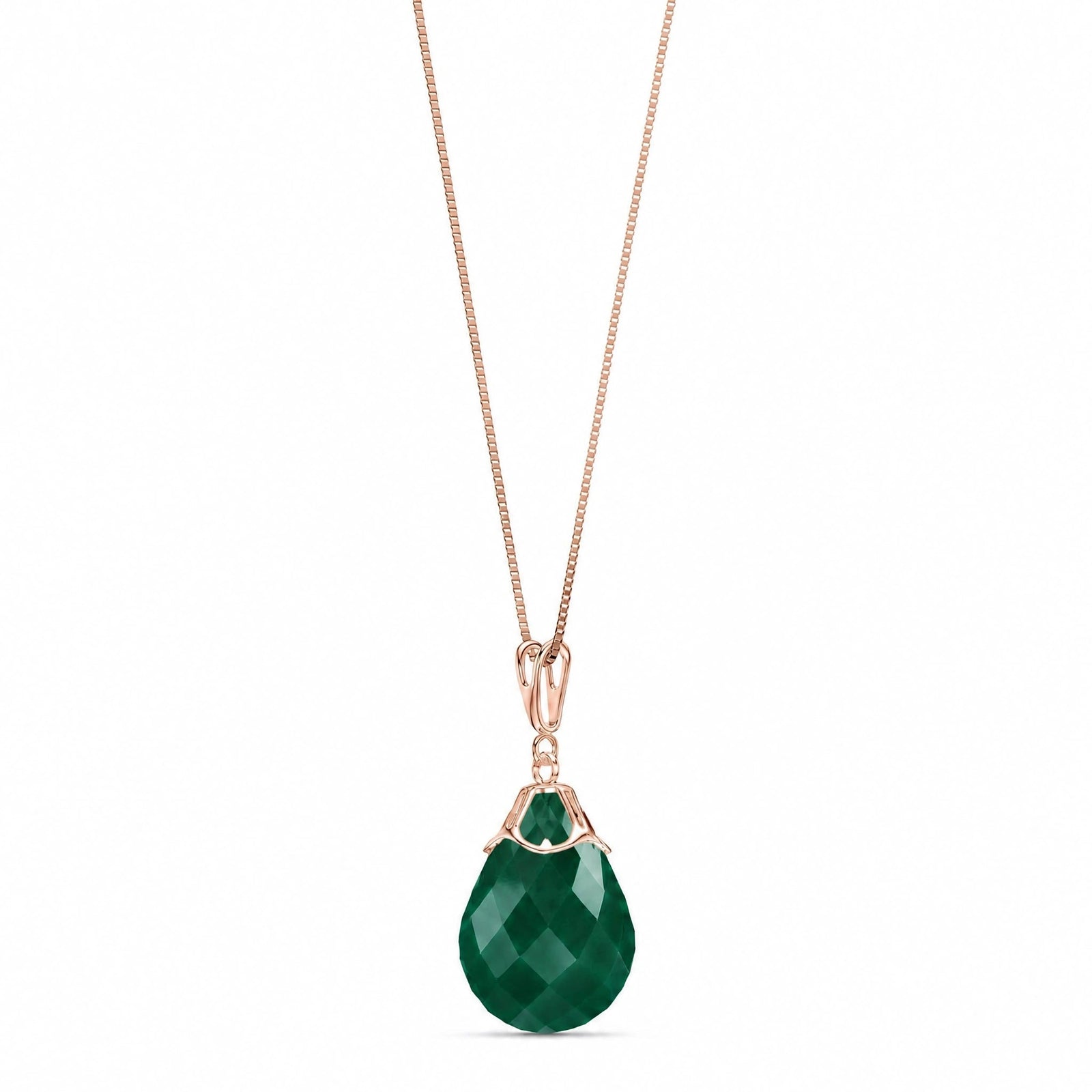 Rose Gold Belle Necklace Emerald 10K — Fioretta