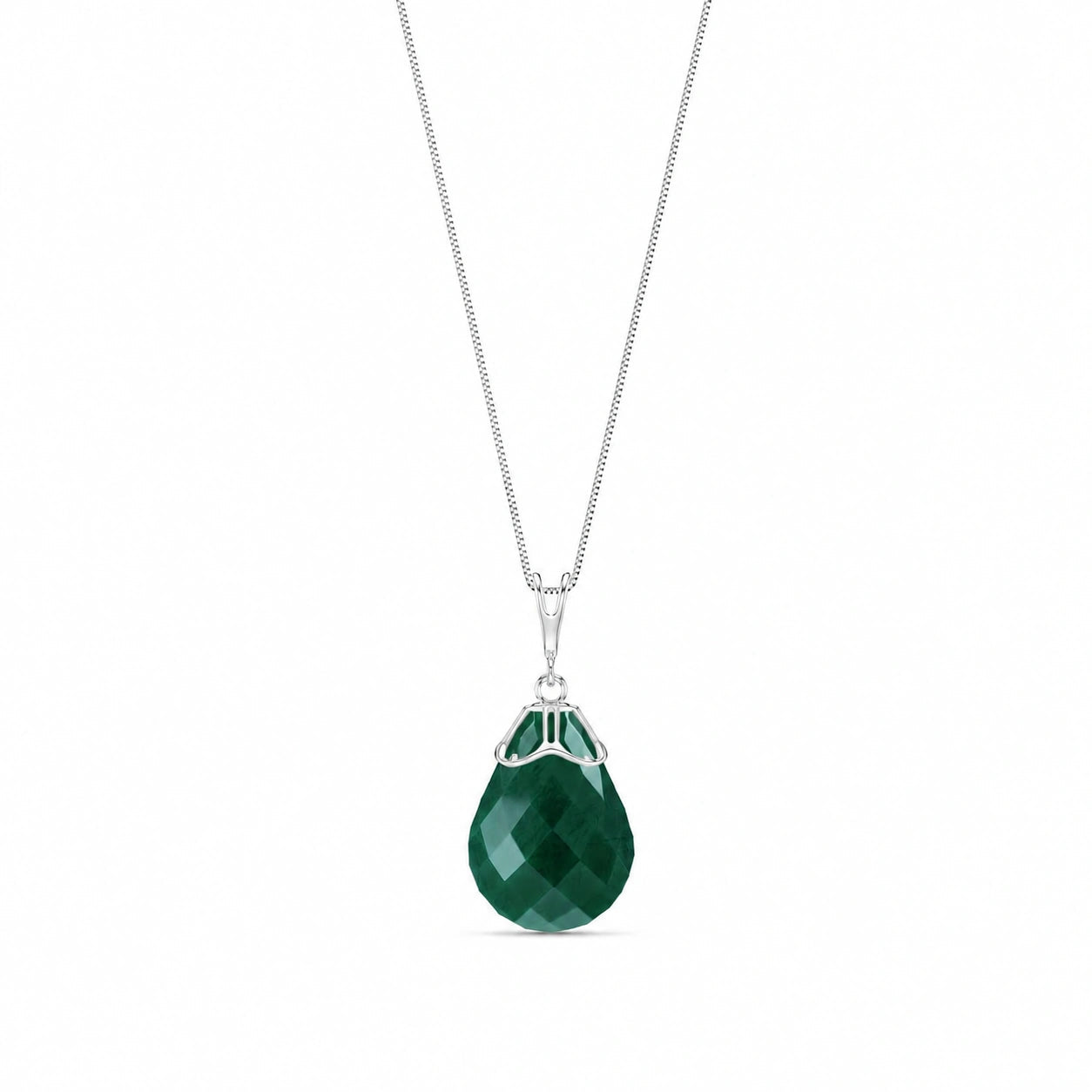 White Gold Belle Necklace Emerald 10K — Fioretta