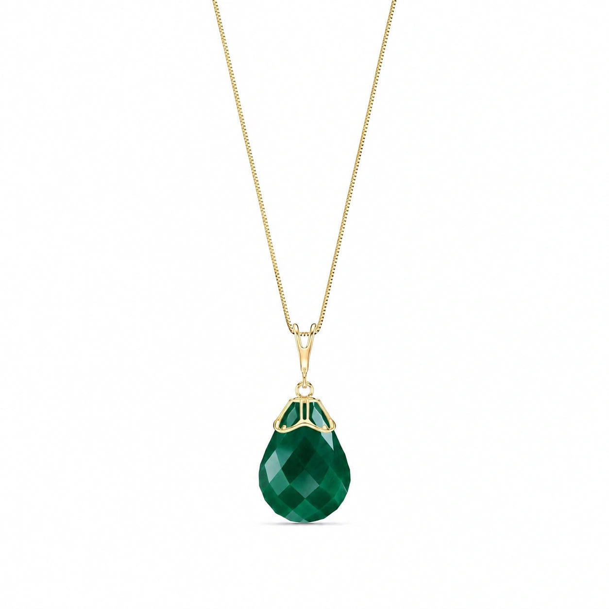 Yellow Gold Belle Necklace Emerald 10K — Fioretta