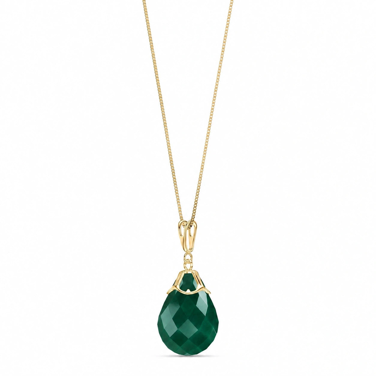 Yellow Gold Belle Necklace Emerald 10K — Fioretta