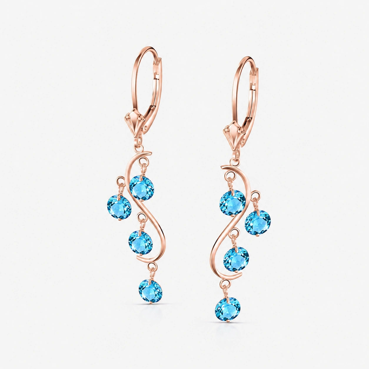 Rose Gold Bloom Earrings Blue Topaz 10K — Eulalia