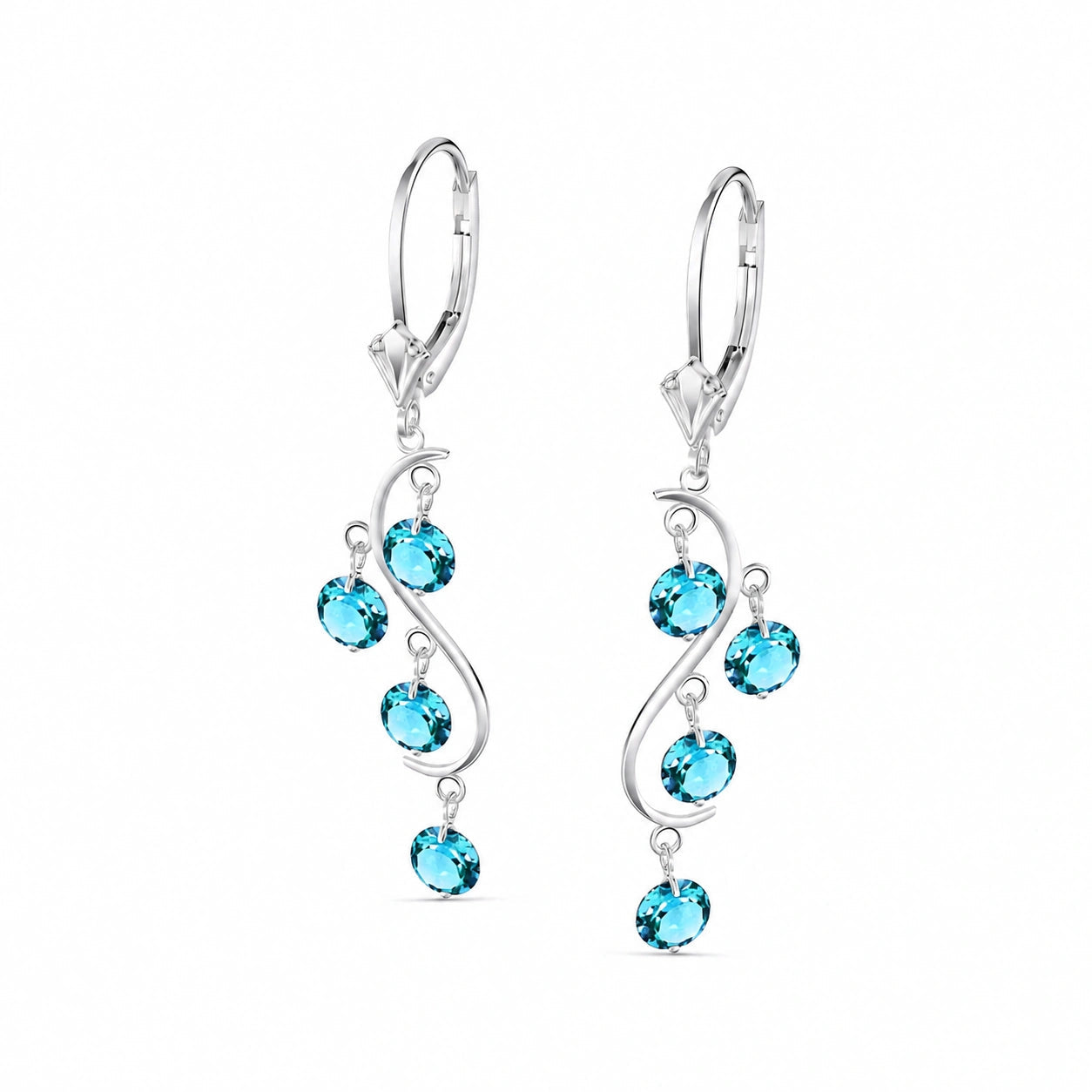 White Gold Bloom Earrings Blue Topaz 10K — Eulalia