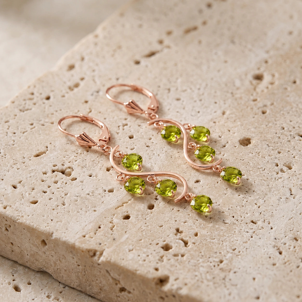 Rose Gold Bloom Earrings Peridot 10K — Eulalia