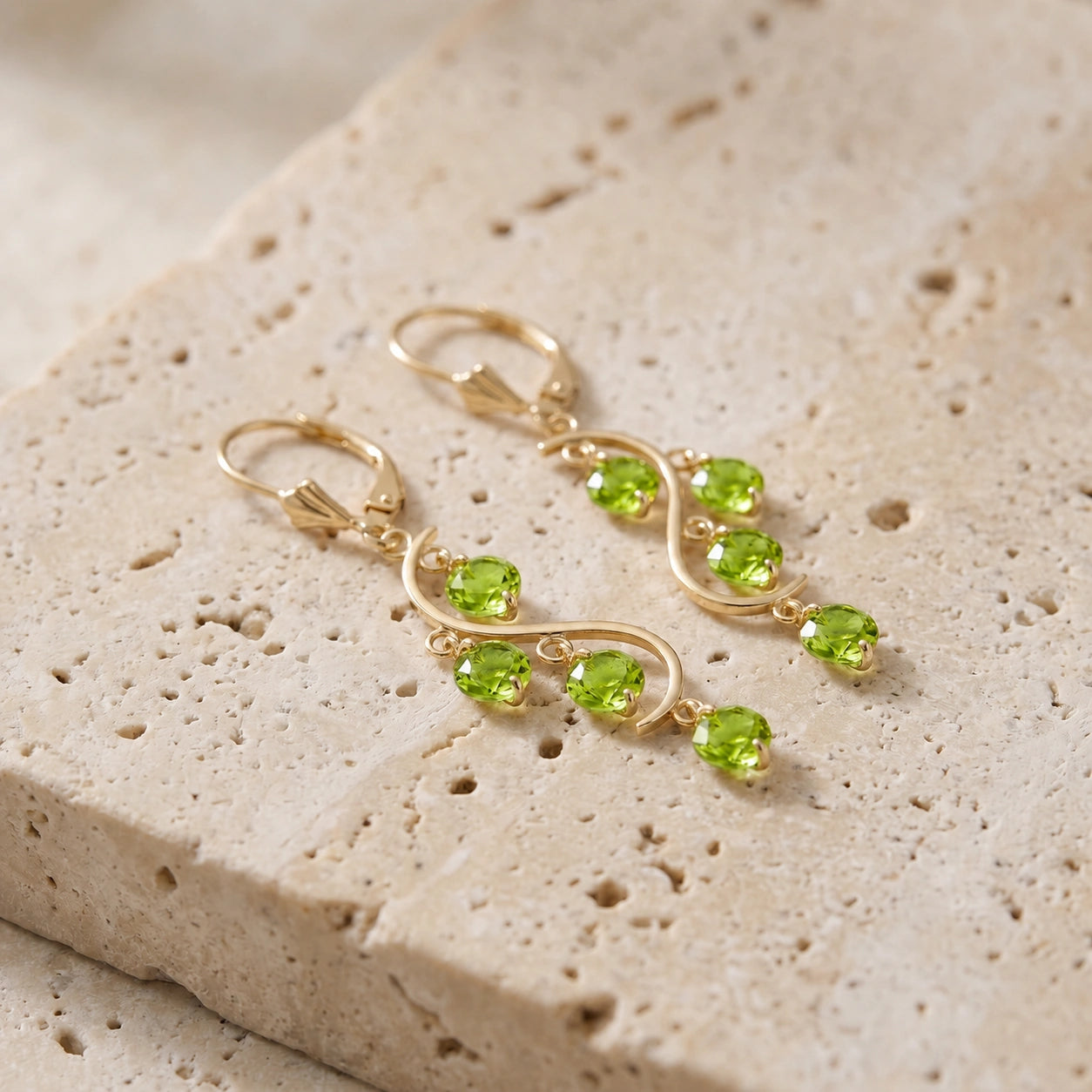 Yellow Gold Bloom Earrings Peridot 10K — Eulalia