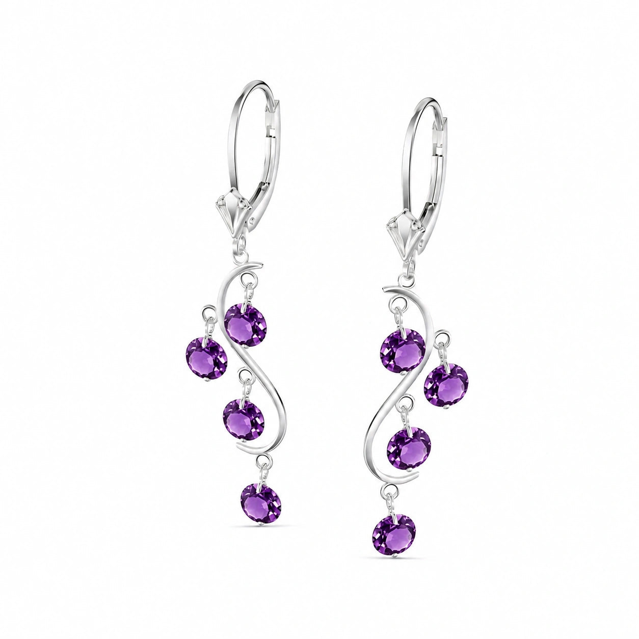 White Gold Bloom Earrings Amethyst 10K — Eulalia