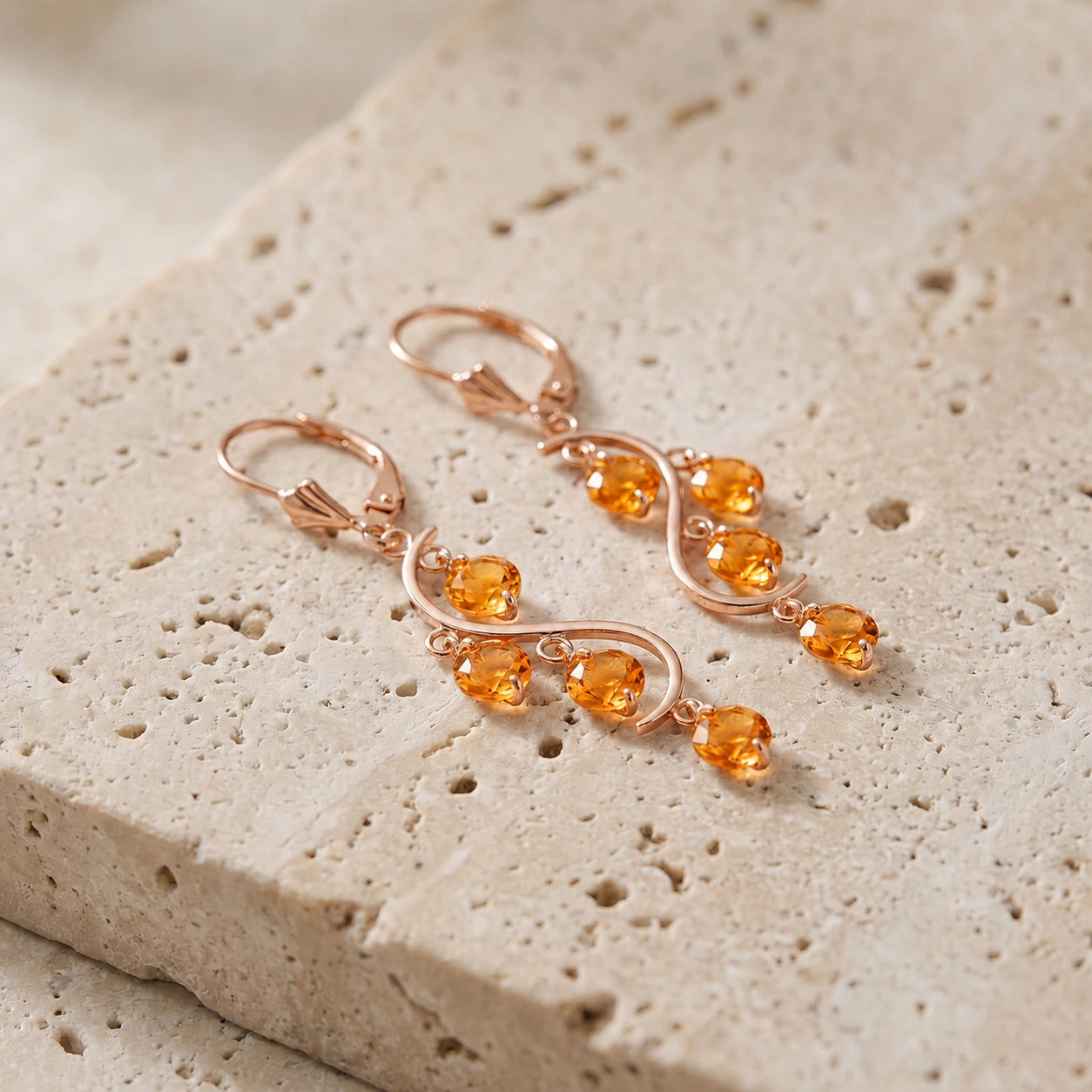 Rose Gold Bloom Earrings Citrine 10K — Eulalia