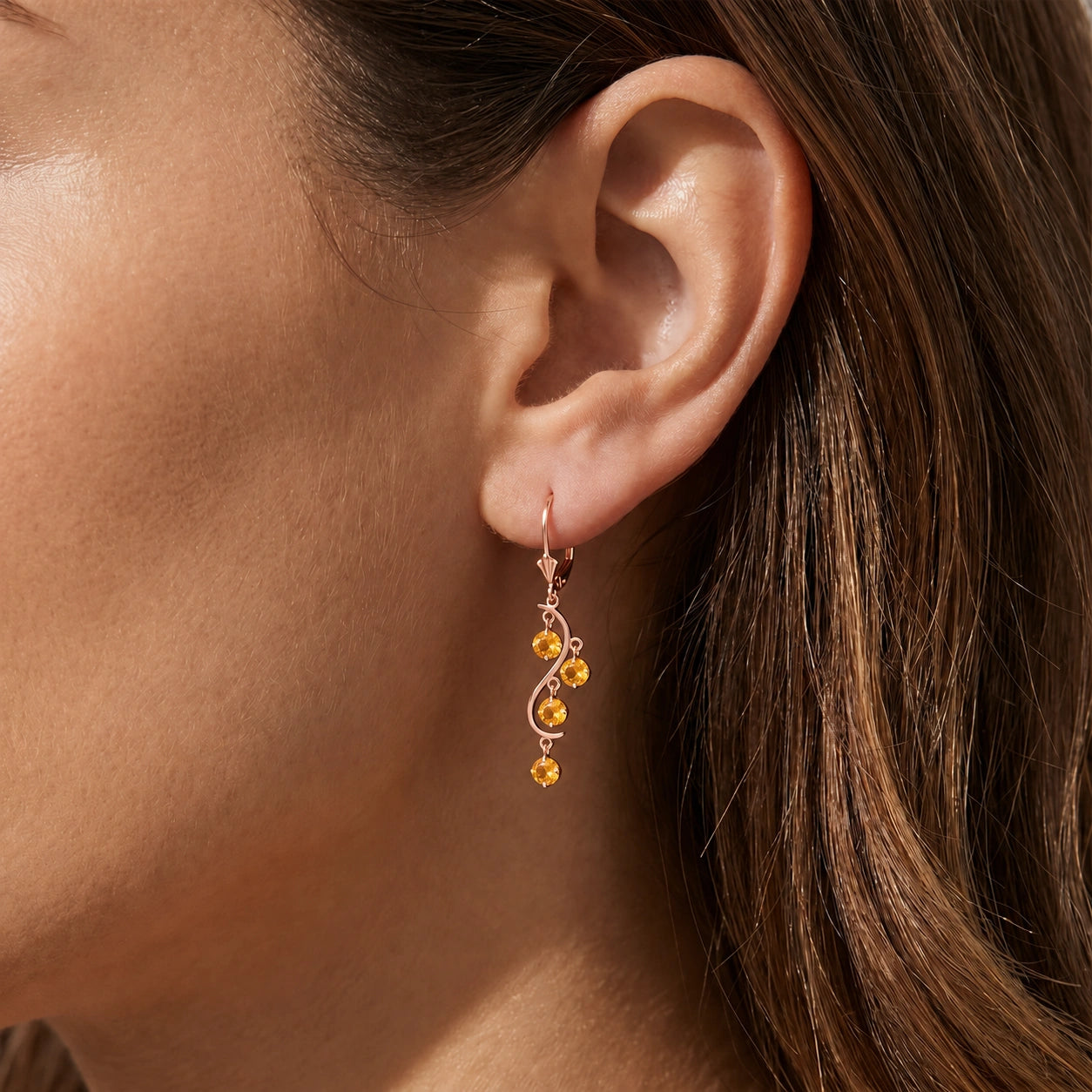 Rose Gold Bloom Earrings Citrine 10K — Eulalia