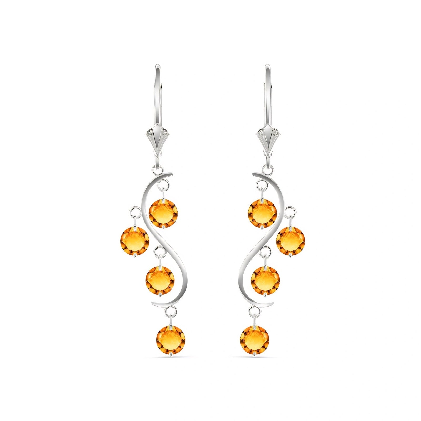 White Gold Bloom Earrings Citrine 10K — Eulalia