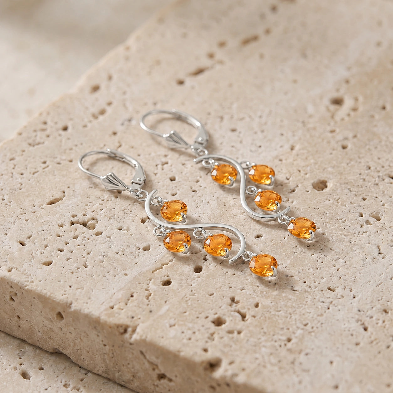 White Gold Bloom Earrings Citrine 10K — Eulalia