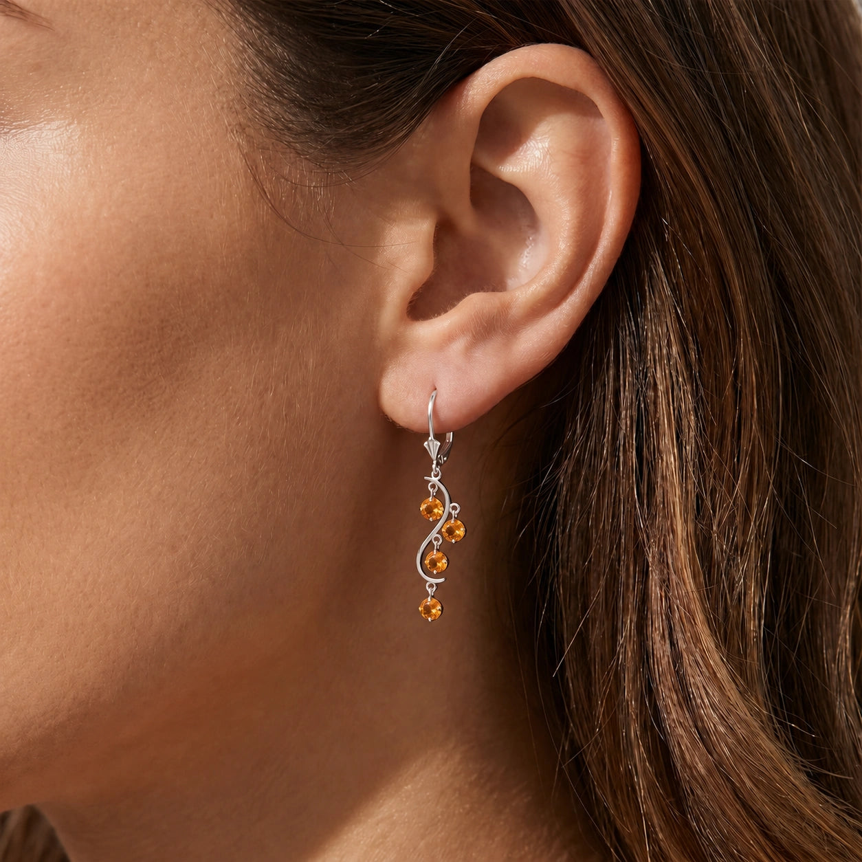White Gold Bloom Earrings Citrine 10K — Eulalia