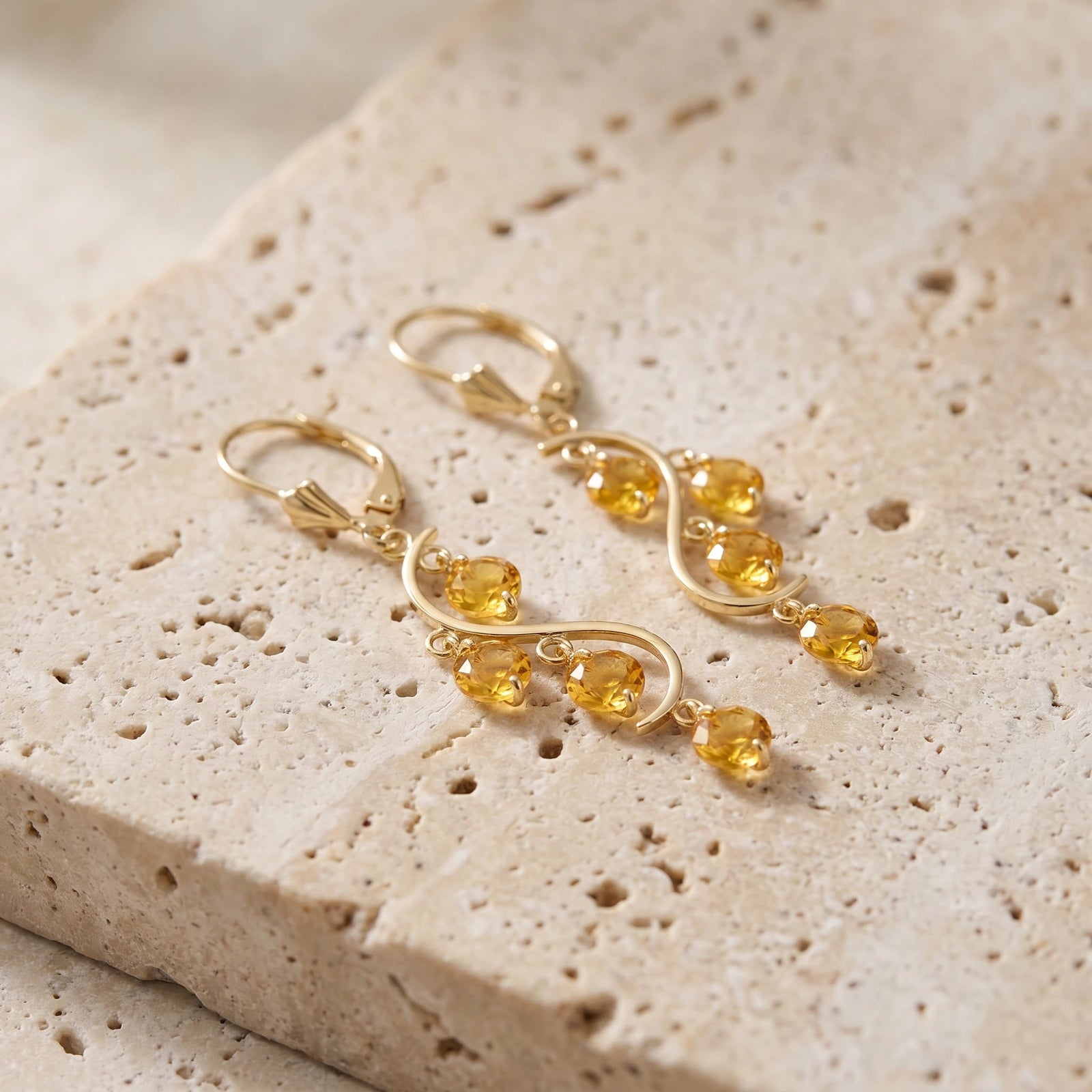 Yellow Gold Bloom Earrings Citrine 10K — Eulalia