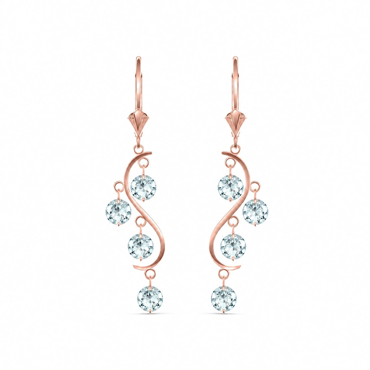 Rose Gold Bloom Earrings Aquamarine 10K — Eulalia