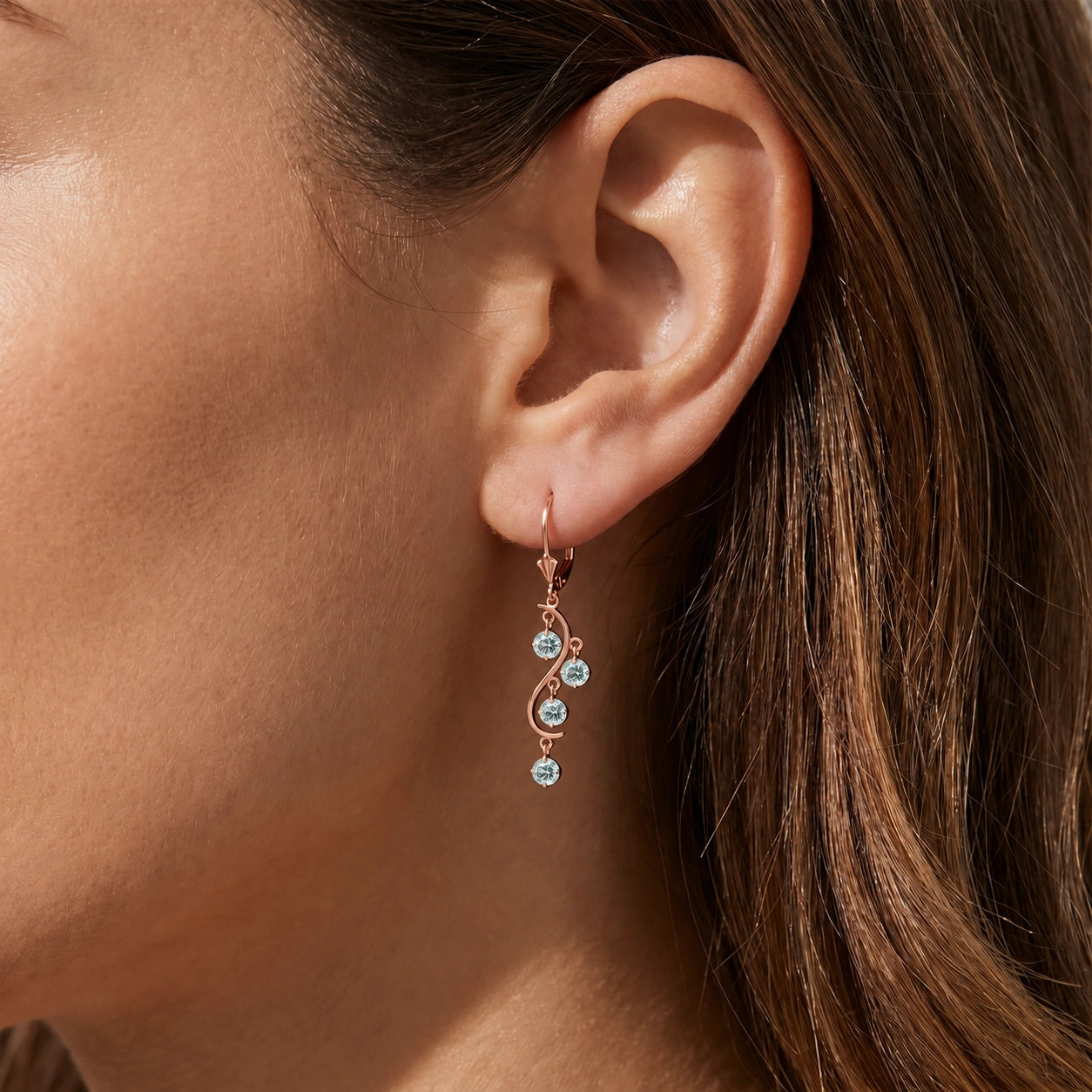 Rose Gold Bloom Earrings Aquamarine 10K — Eulalia
