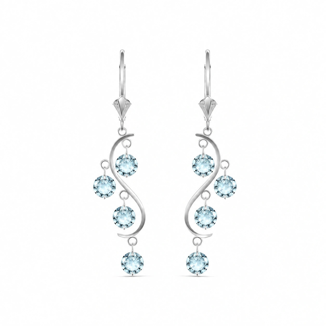 White Gold Bloom Earrings Aquamarine 10K — Eulalia