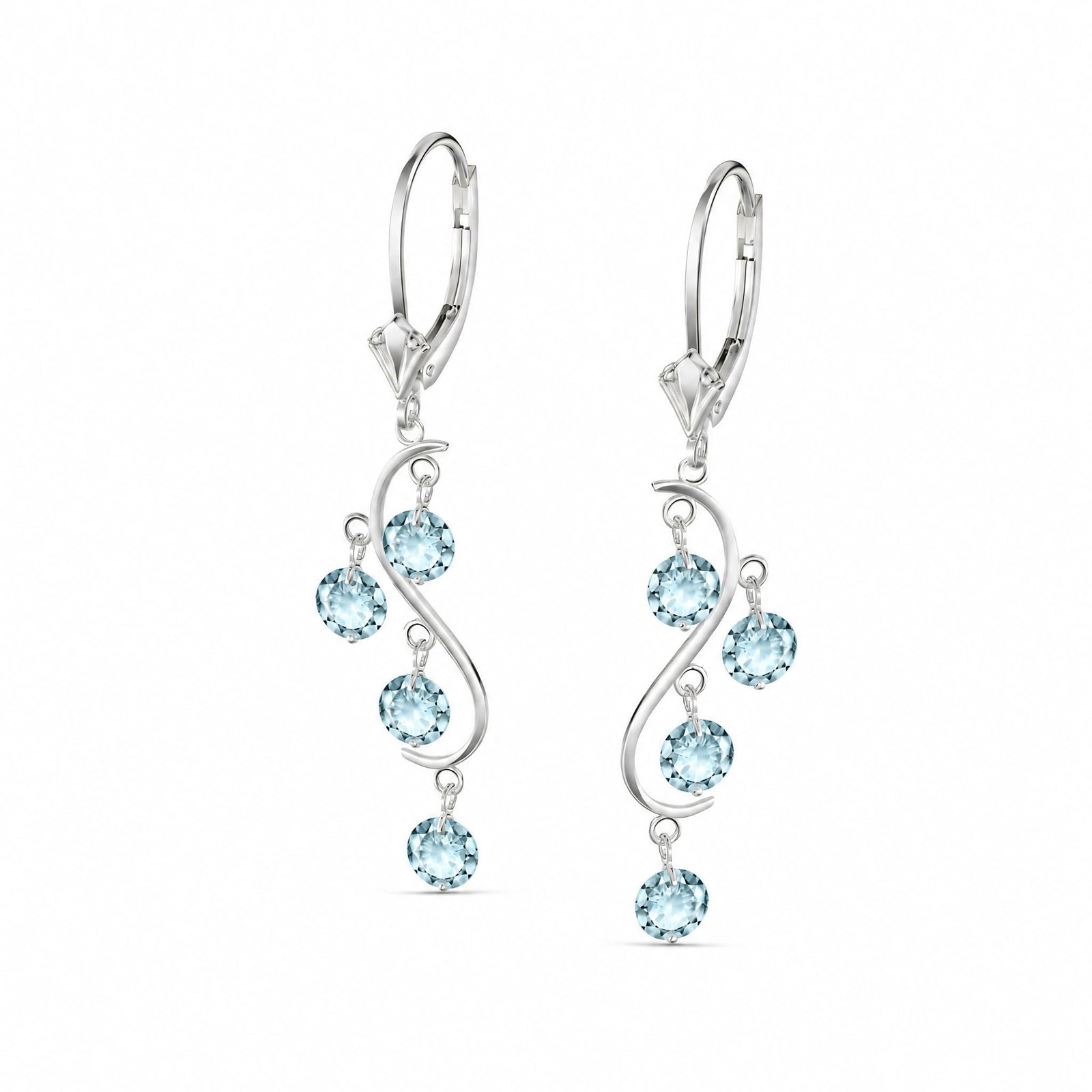 White Gold Bloom Earrings Aquamarine 10K — Eulalia